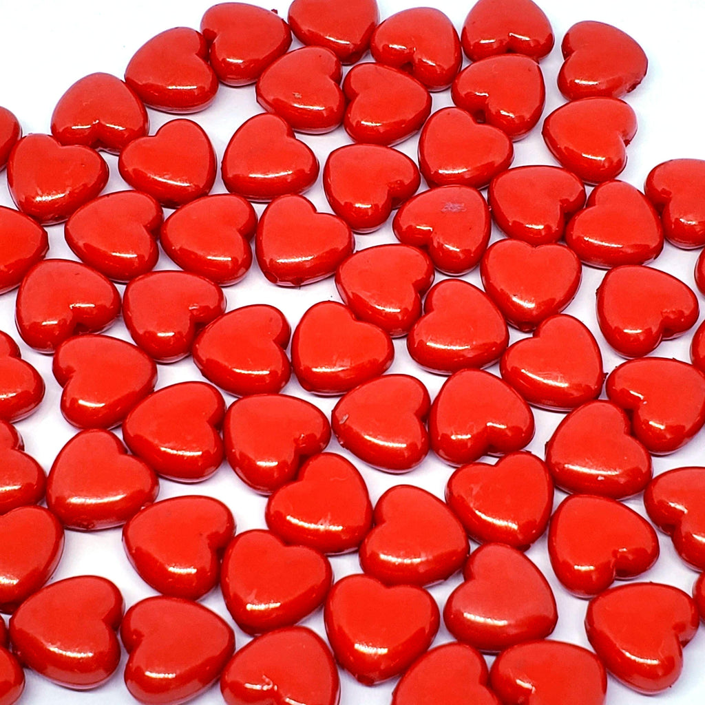 Red Love Heart Acrylic 11x10mm - 50pcs
