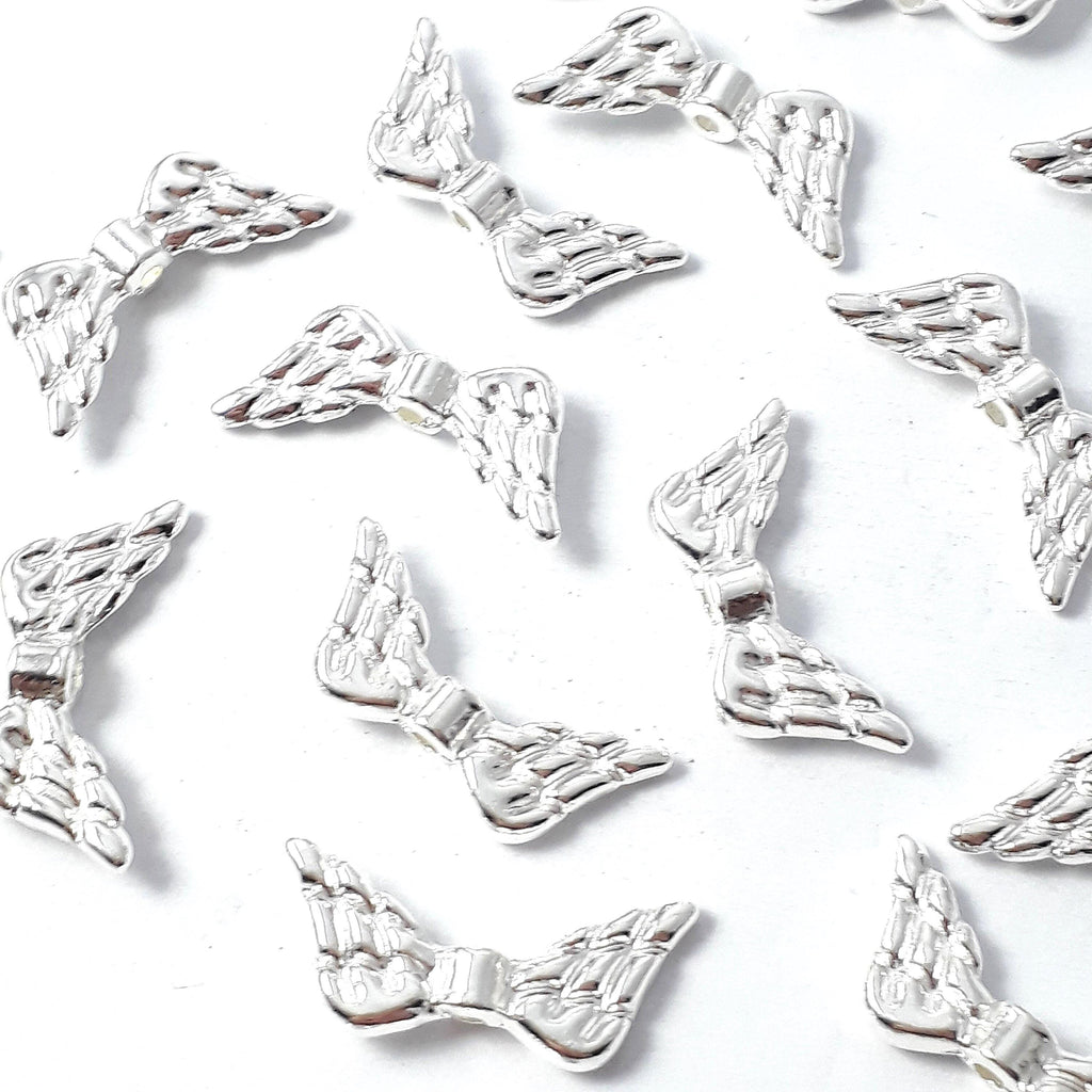 Angel Wing Silver Plated 19x8mm - 10pcs