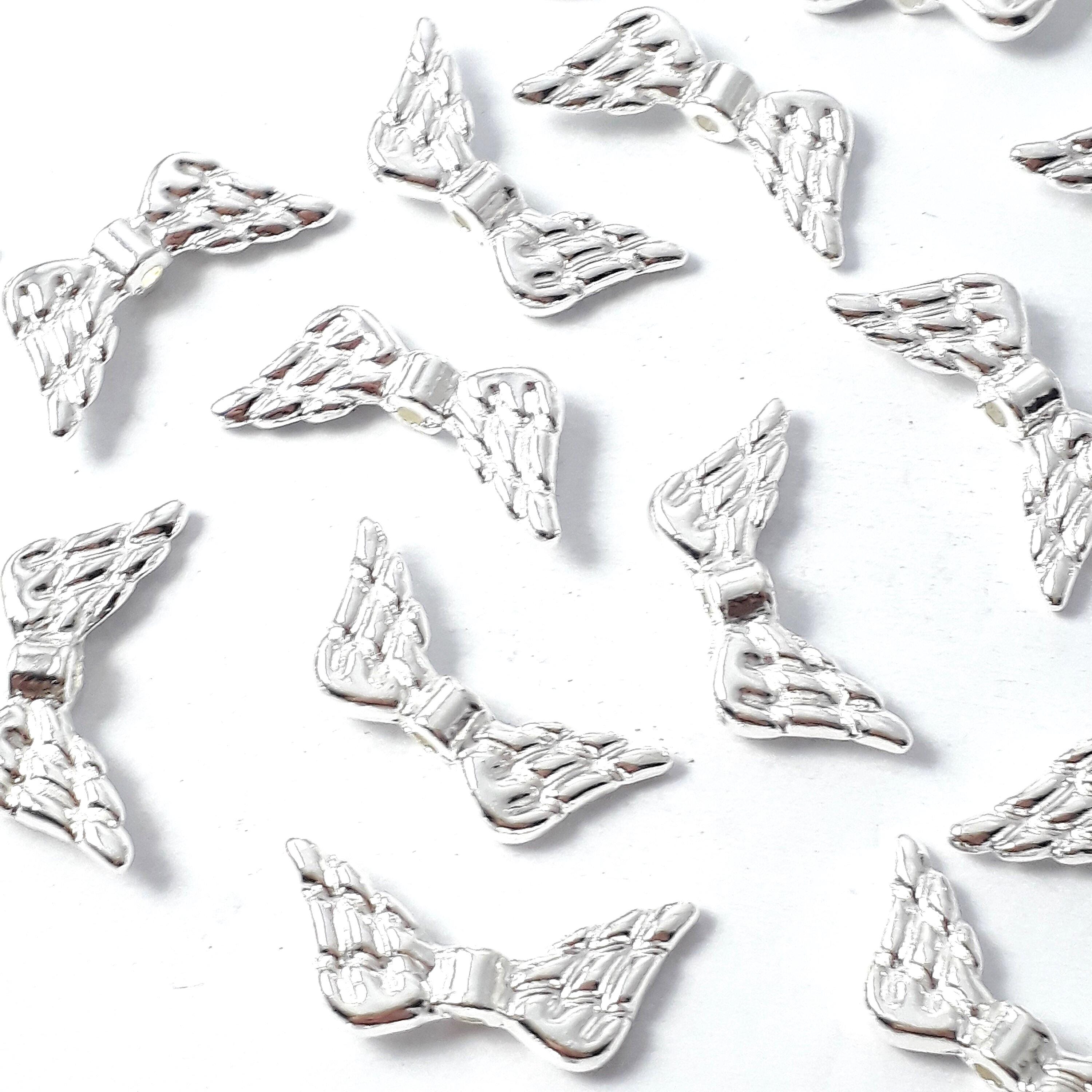 Angel Wing Silver Plated 19x8mm - 10pcs
