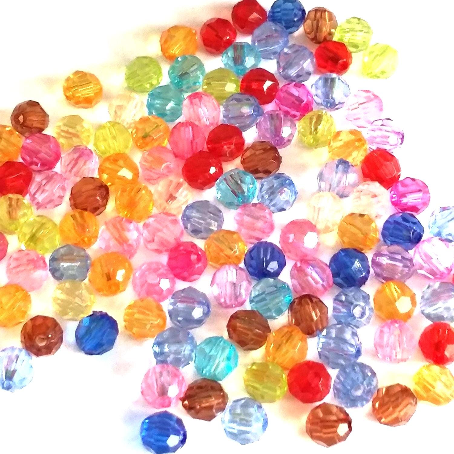 Acrylic Faceted Round Mixed Colour 6mm - 100pcs