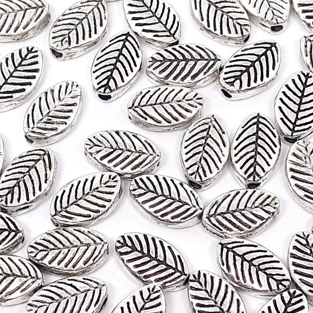 Leaf Antique Silver 9x6mm - 20pcs