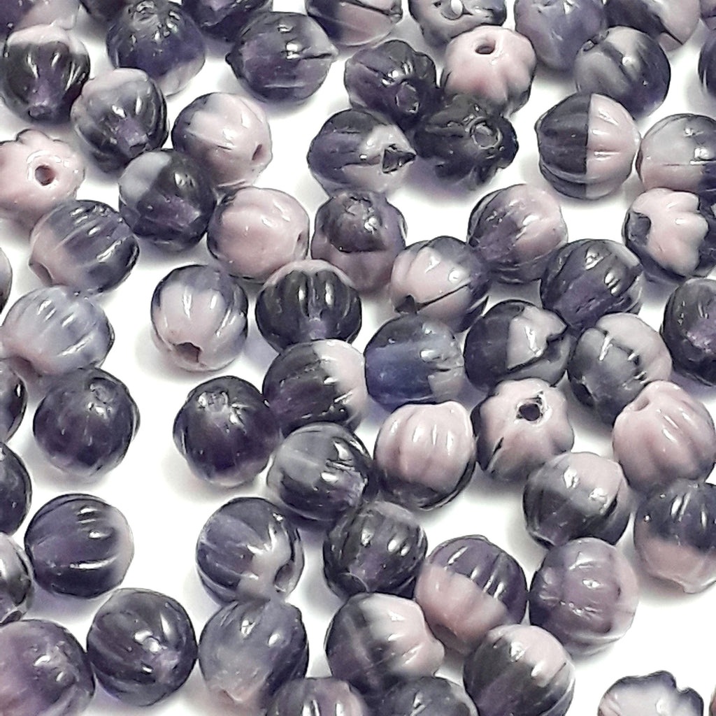Two Tone Purple Fluted Czech Glass 4mm - 30pcs