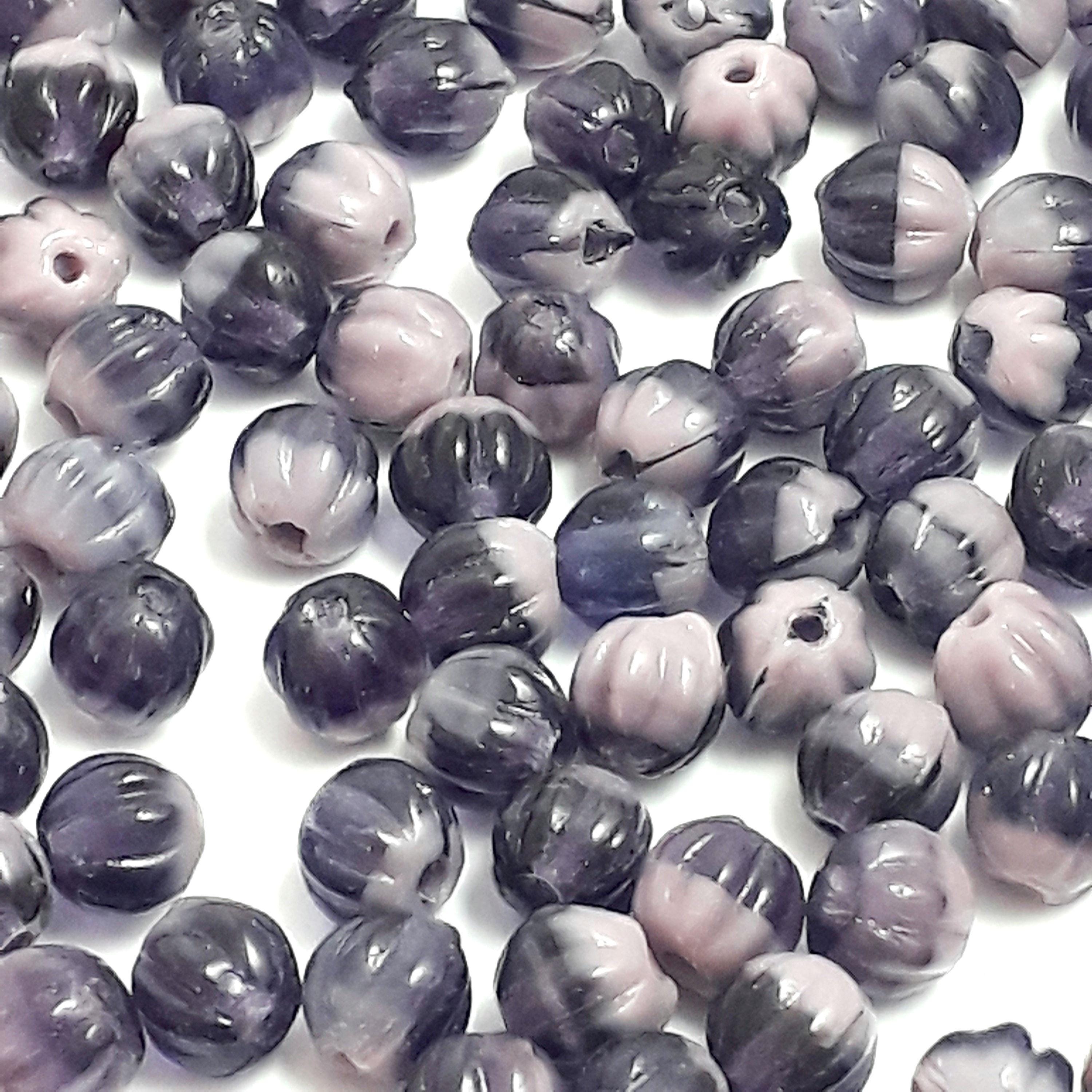 Two Tone Purple Fluted Czech Glass 4mm - 30pcs
