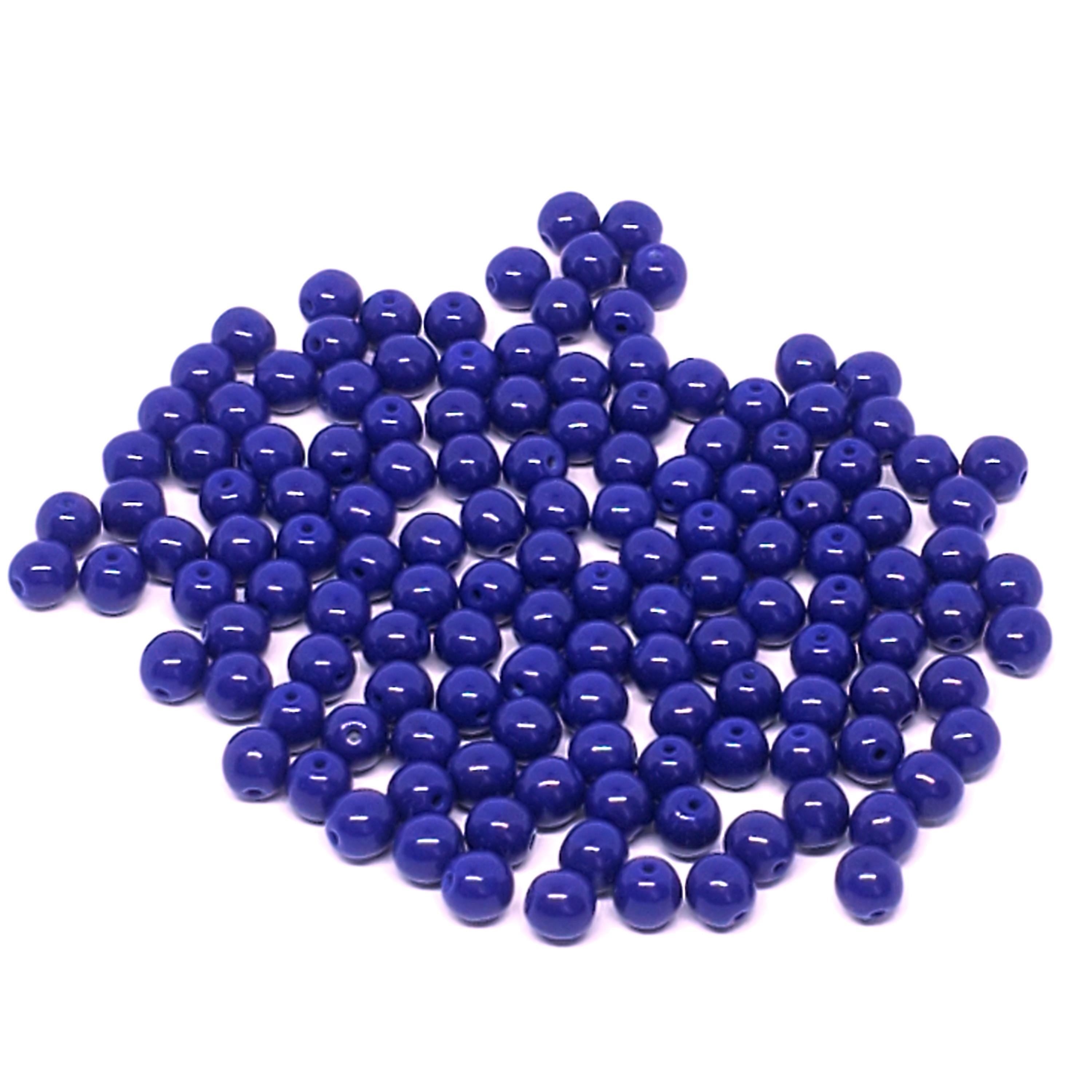 Opaque Blue Czech Glass Round Druk 5mm - 40pcs