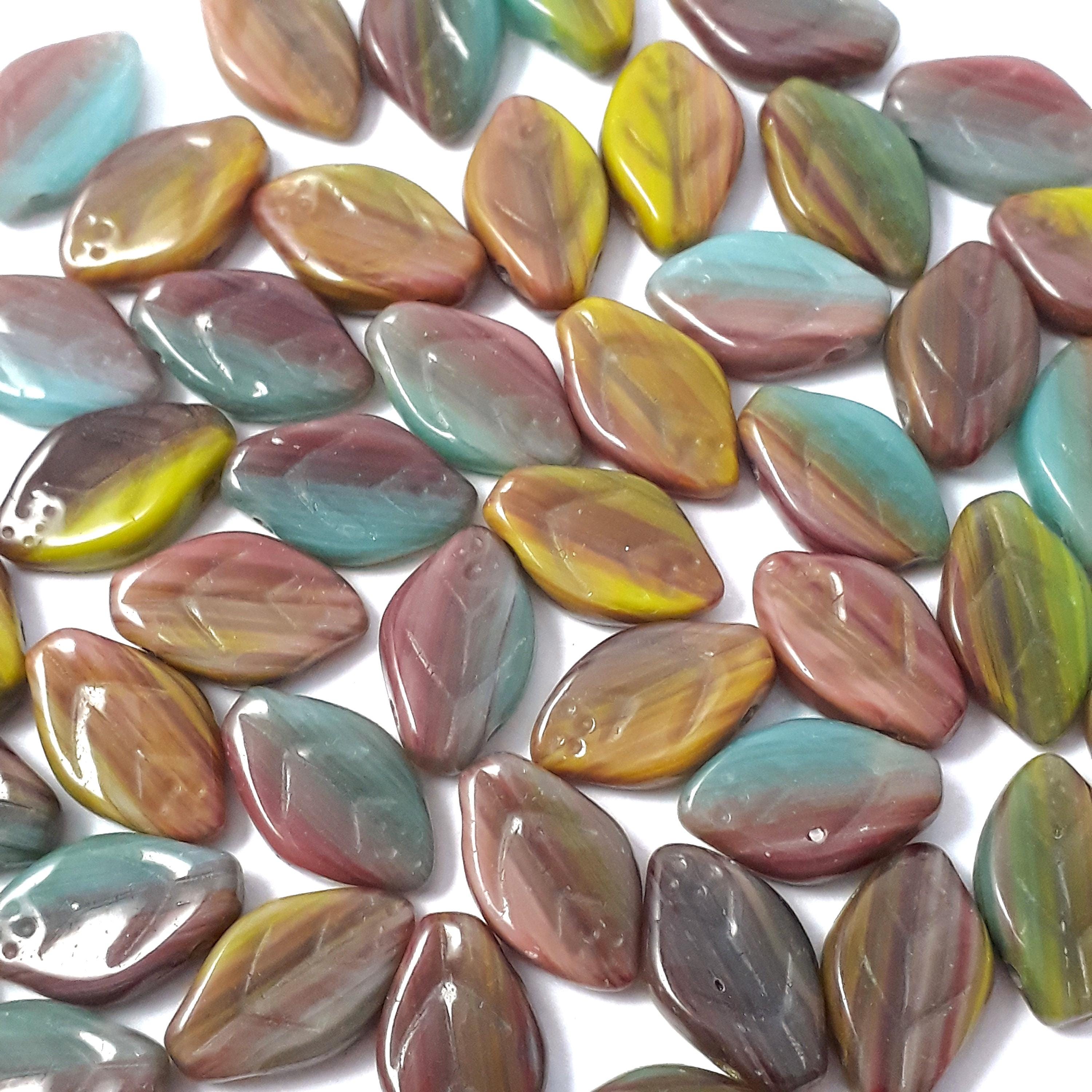 Multicolour Czech Glass Leaf B12x7mm - 20pcs