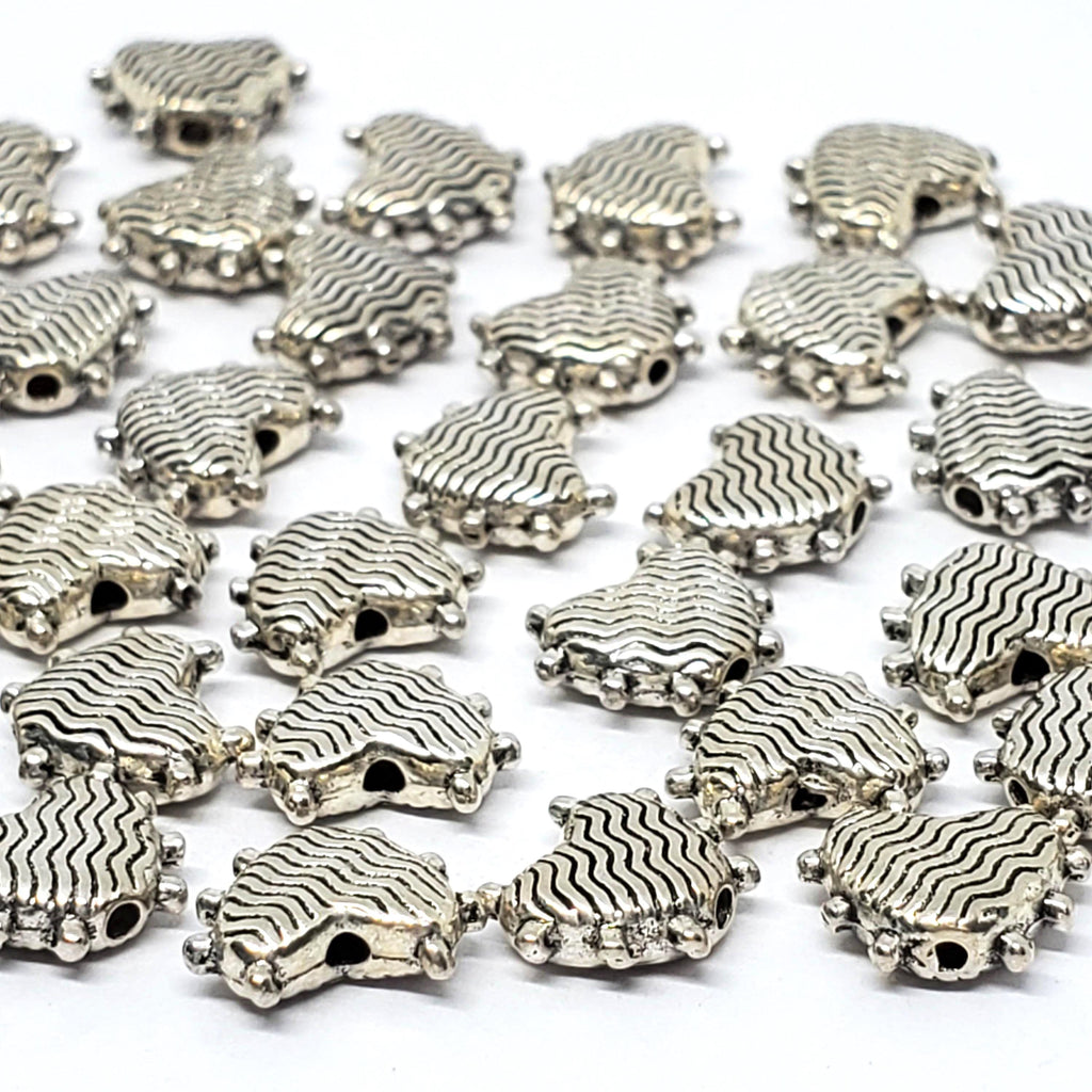 Patterned Heart Antique Silver 10x8mm - 20pcs