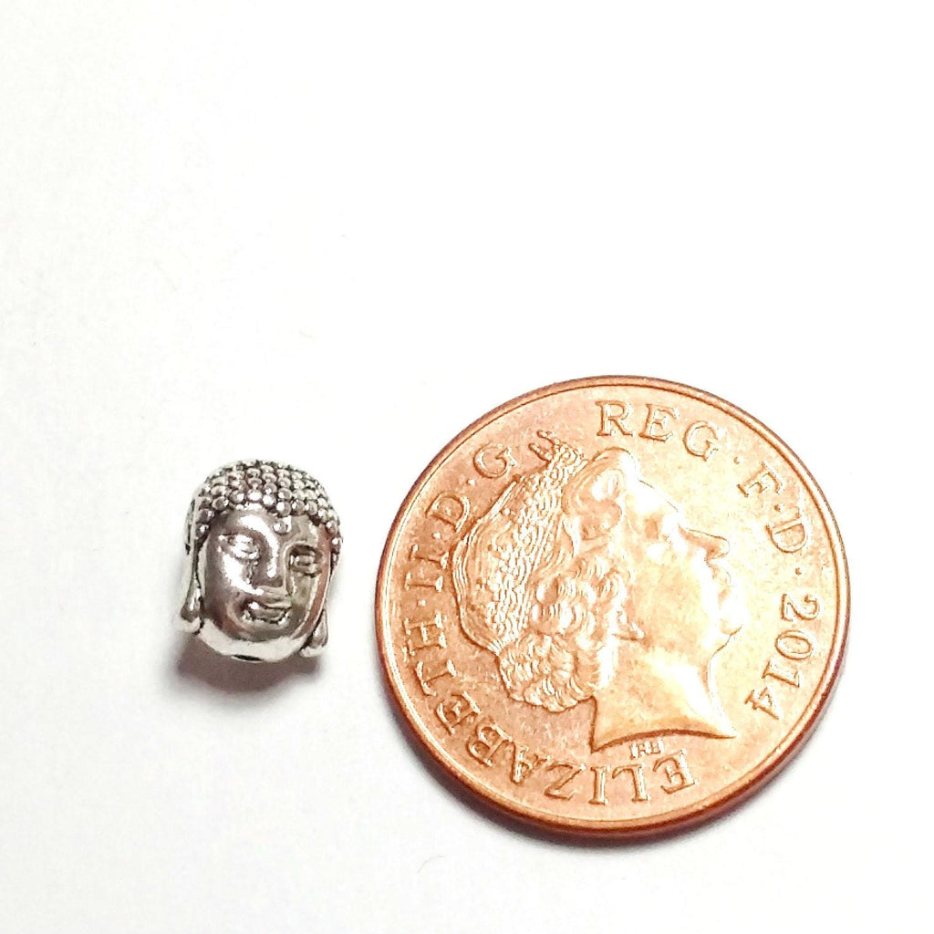 Buddha Head Antique Silver 11x9mm - 6pcs
