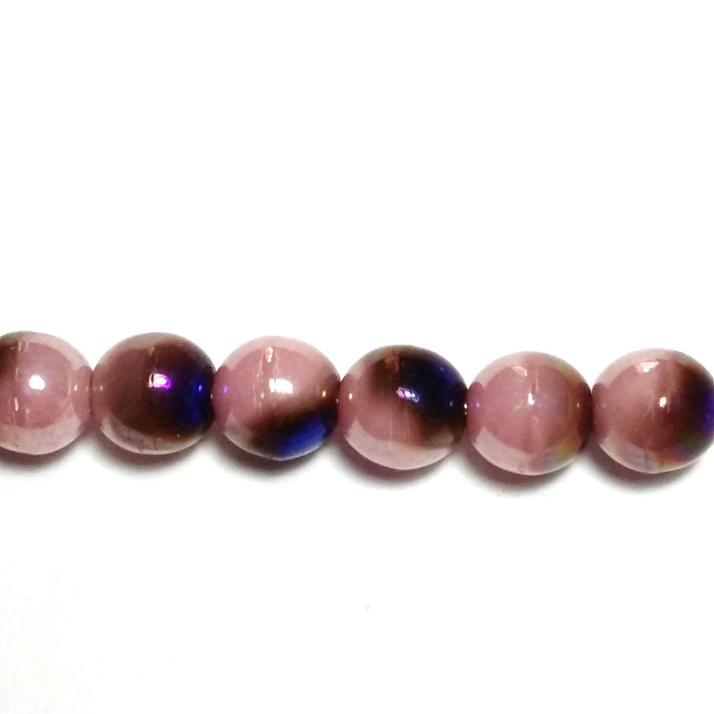 Pink & Metallic Blue Czech Glass Round 5mm - 20pcs