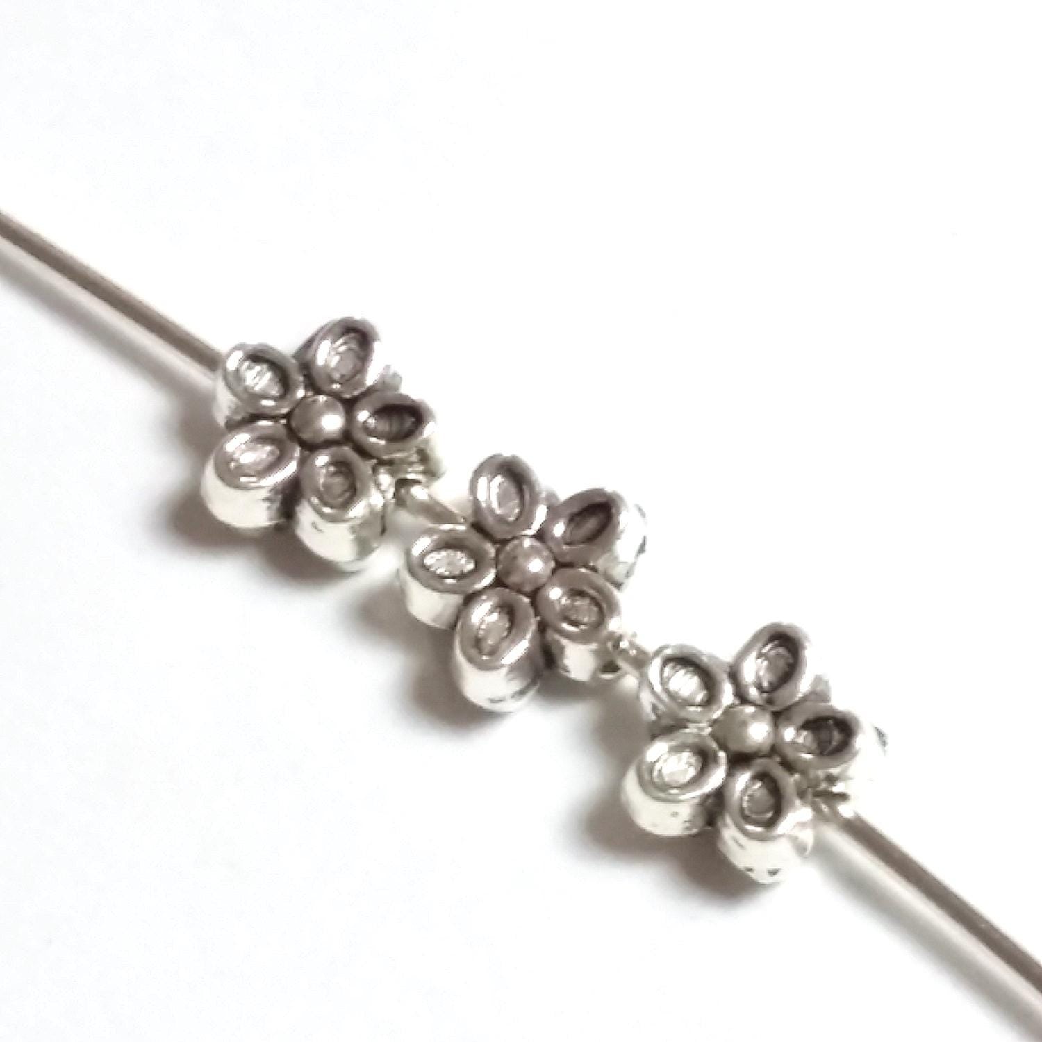 Flowers Antique Silver 7mm - 25pcs