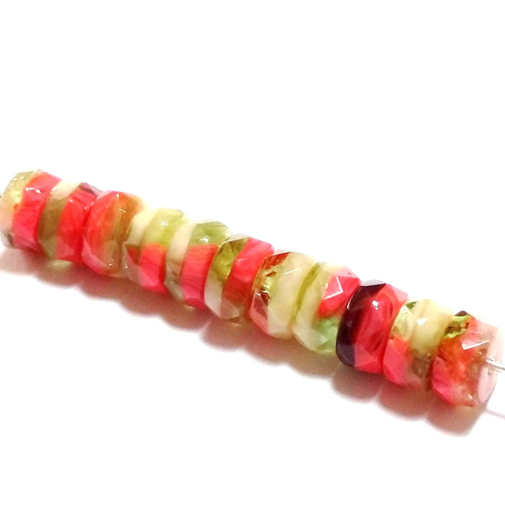 Multicoloured Czech Glass Faceted Belly Rondelle 6x3mm - 20pcs