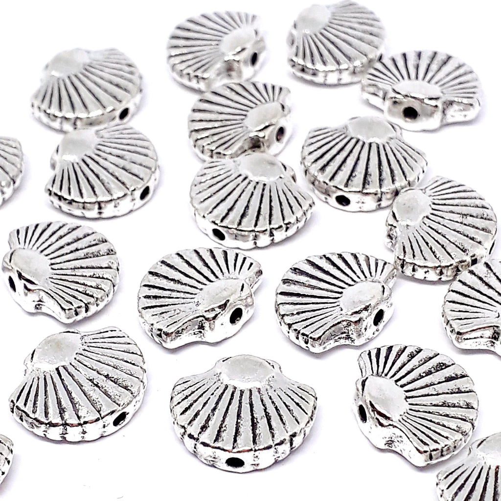 Scallop Shell Antique Silver 12x9mm - 10pcs