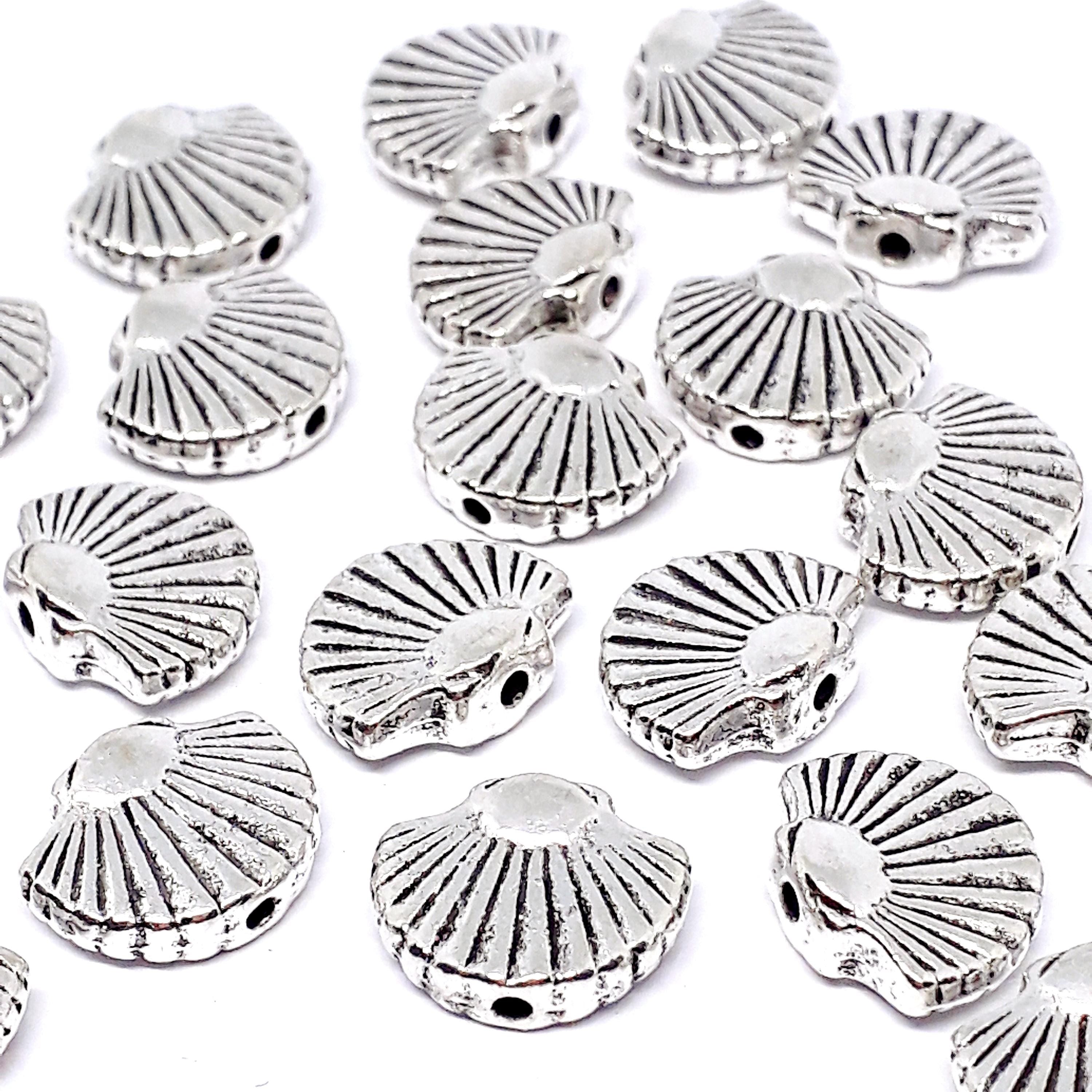 Scallop Shell Antique Silver 12x9mm - 10pcs