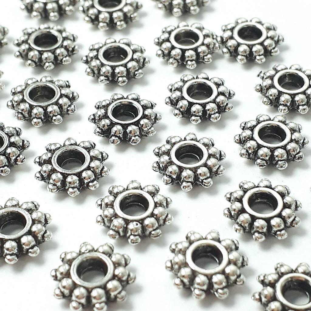 Flower Ring Spacer Antique Silver 9mm - 20pcs
