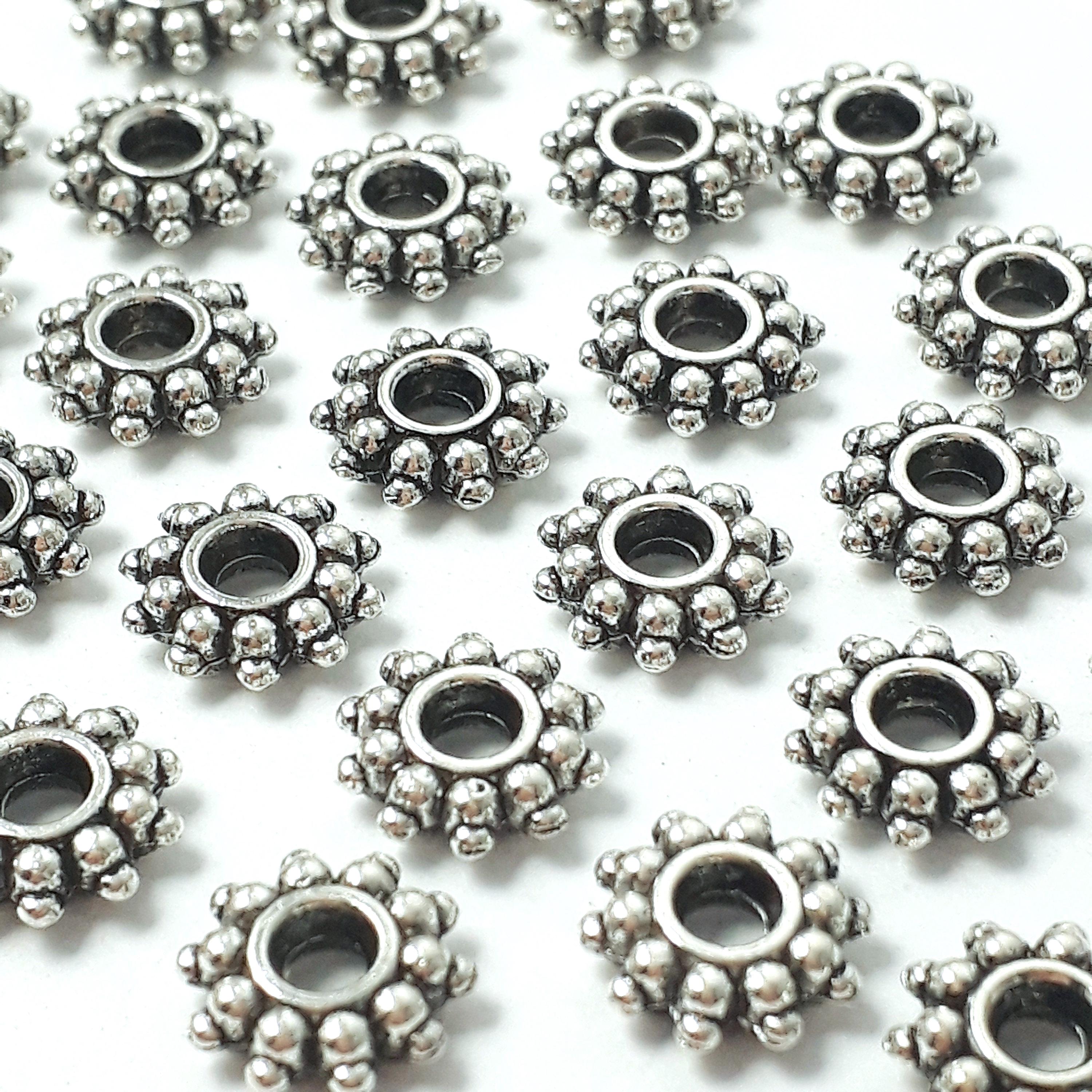 Flower Ring Spacer Antique Silver 9mm - 20pcs