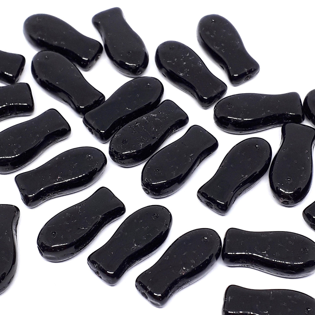 Black Fish Czech Glass 14x7mm - 10pcs