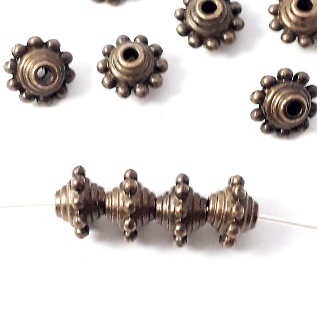 Flying Saucer Bicone Antique Bronze 10x7mm - 10pcs