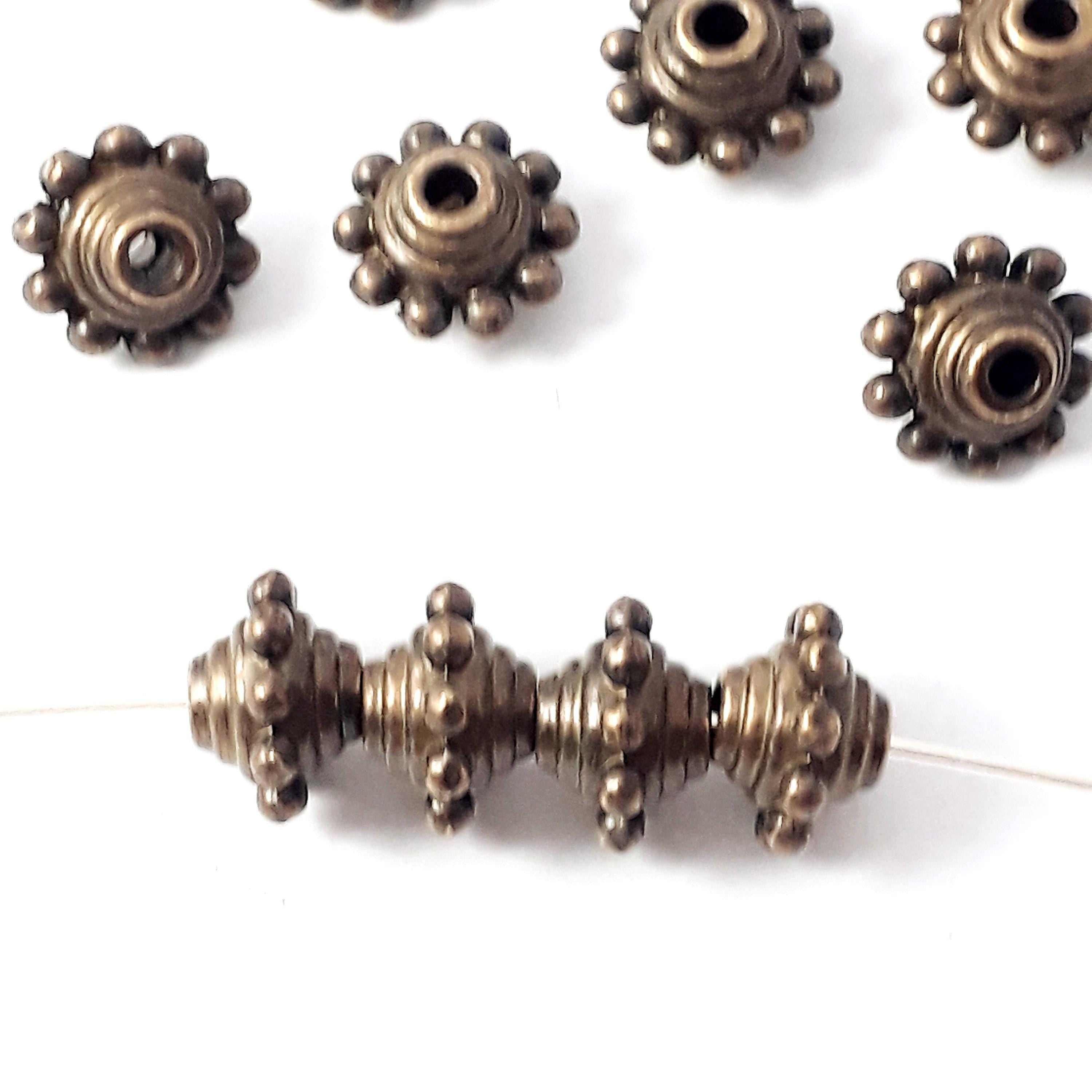 Flying Saucer Bicone Antique Bronze 10x7mm - 10pcs