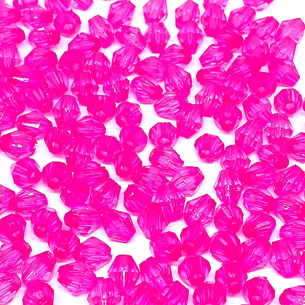 Hot Pink Acrylic Faceted Bicone 6x5mm 30g
