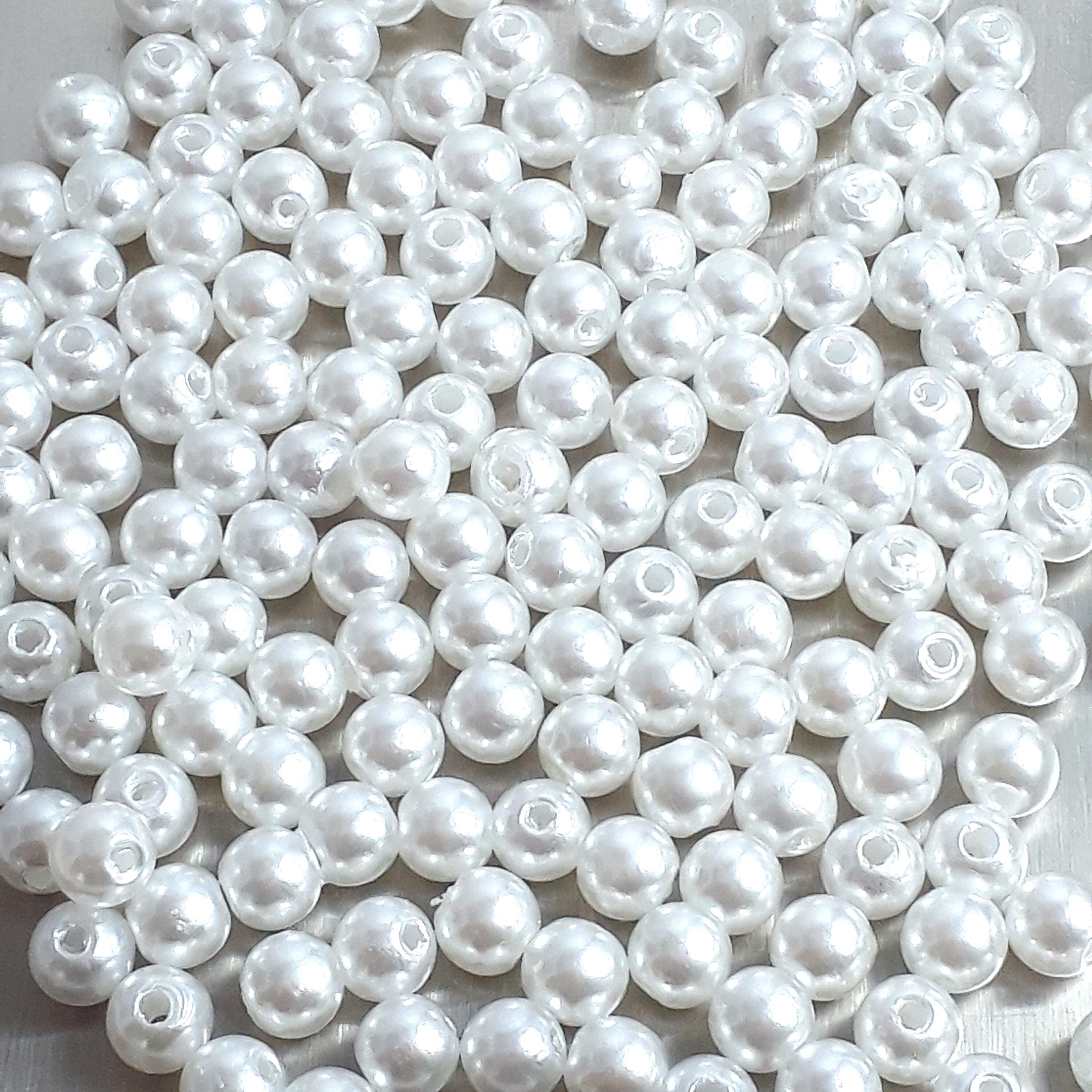 Acrylic White Pearls Round 6mm - 100pcs