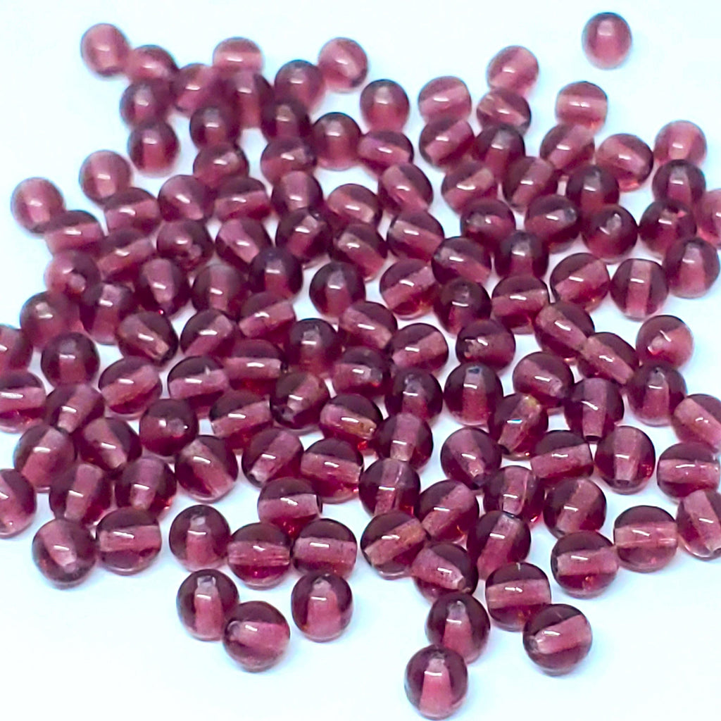 Purple Transparent Czech Glass Round 5mm - 60pcs