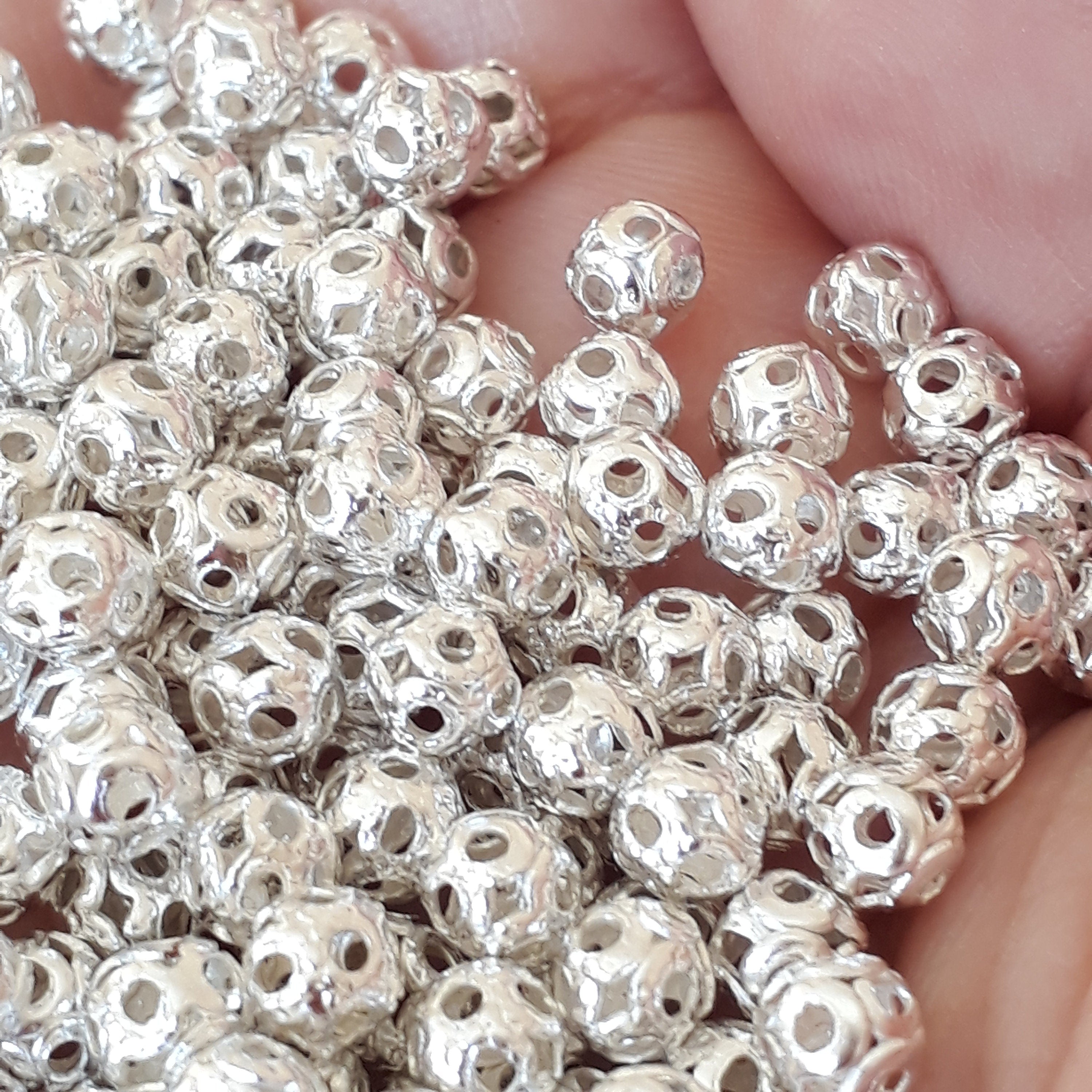 Filigree Round Hollow Silver Plated 4mm - 50pcs