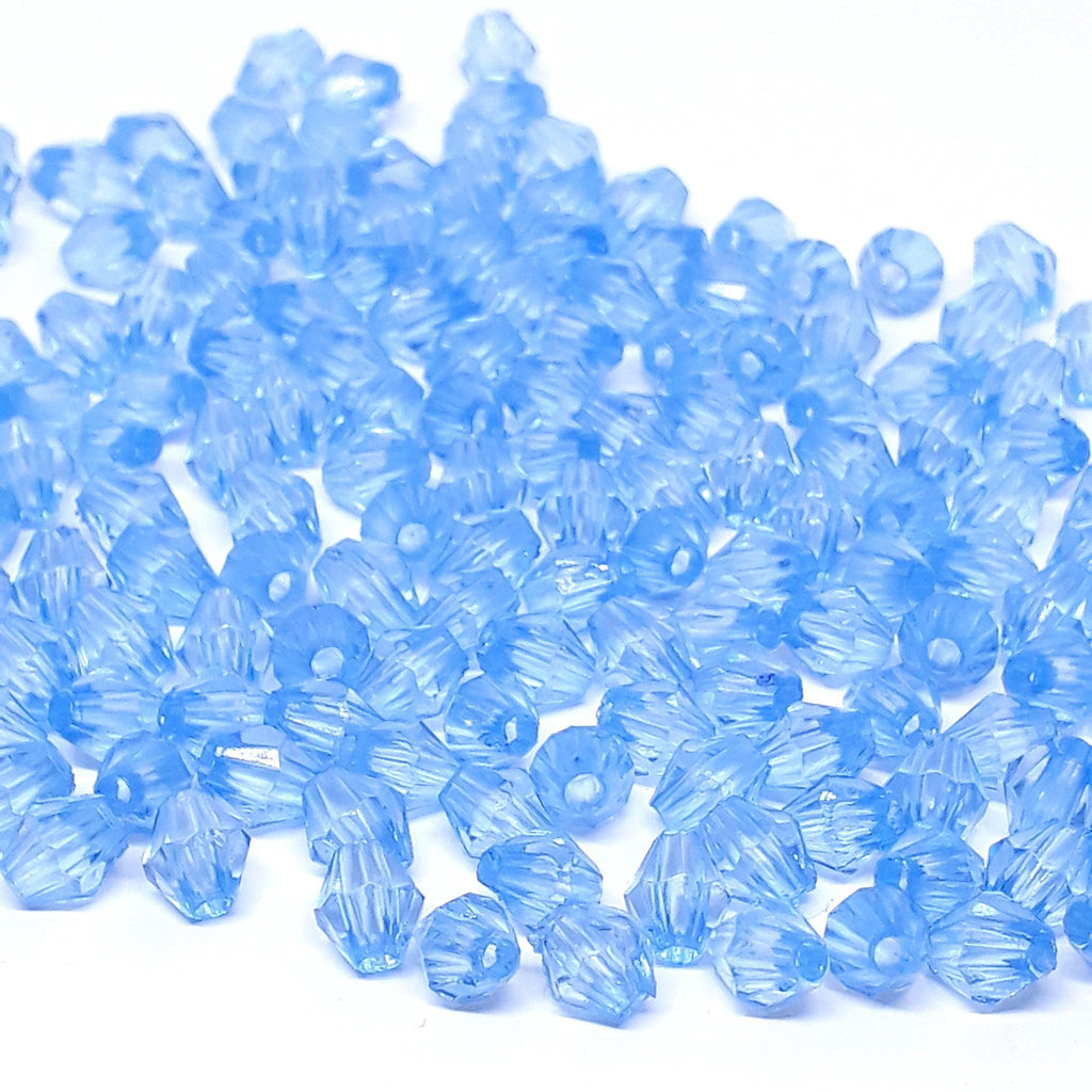 Light Blue Acrylic Faceted Bicone 6x5mm 30g