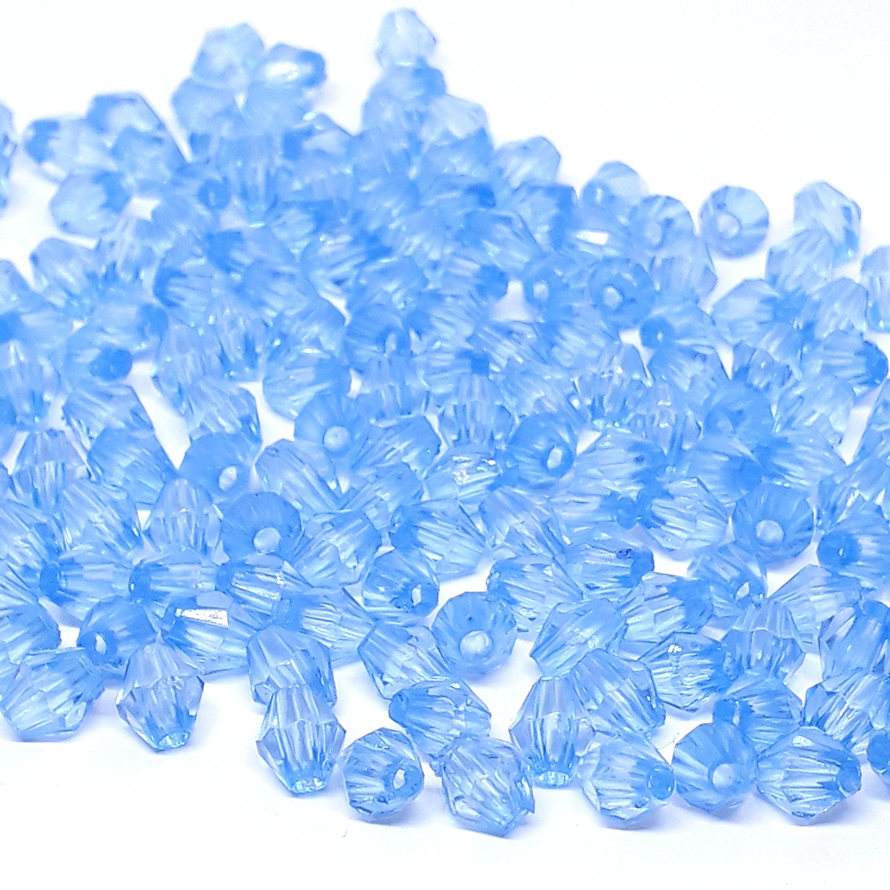 Light Blue Acrylic Faceted Bicone 6x5mm 30g