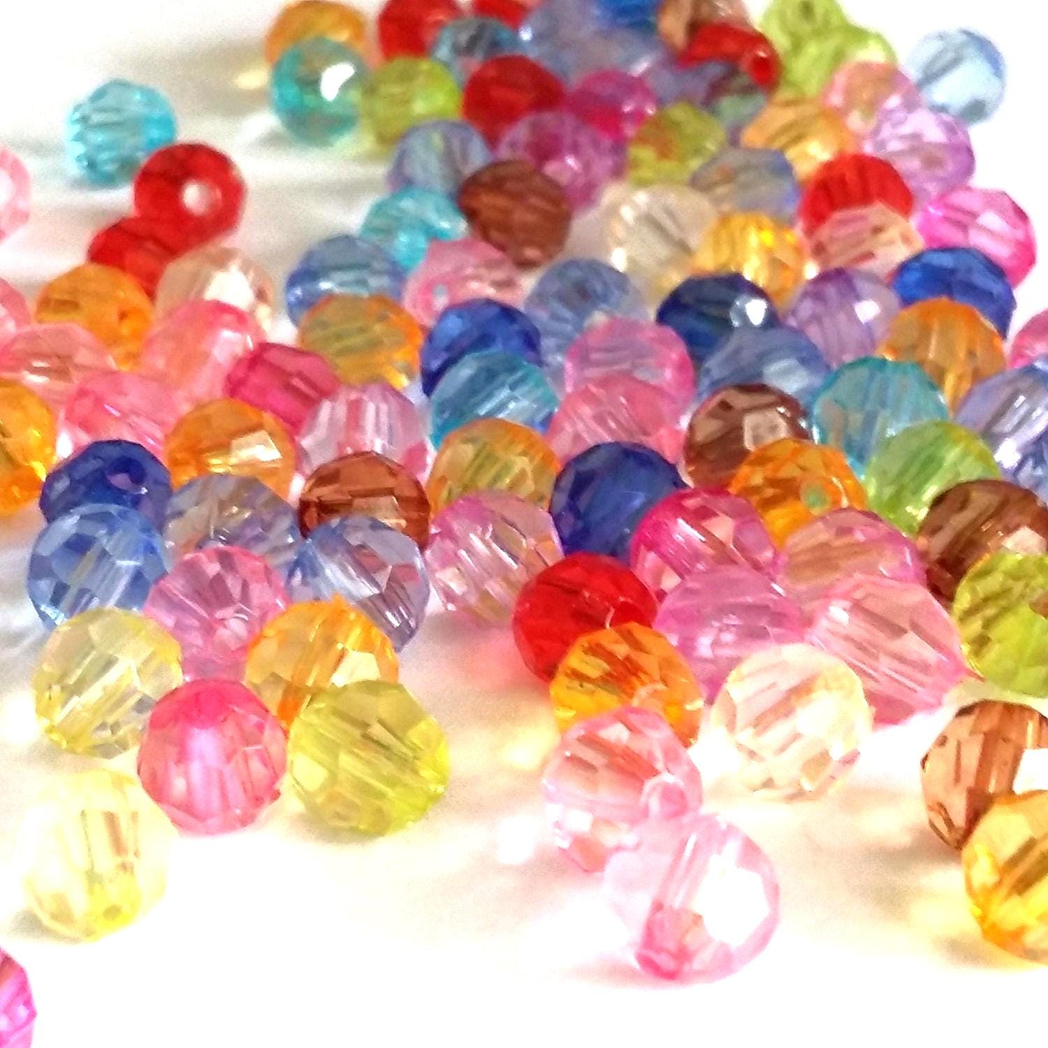 Acrylic Faceted Round Mixed Colour 6mm - 100pcs