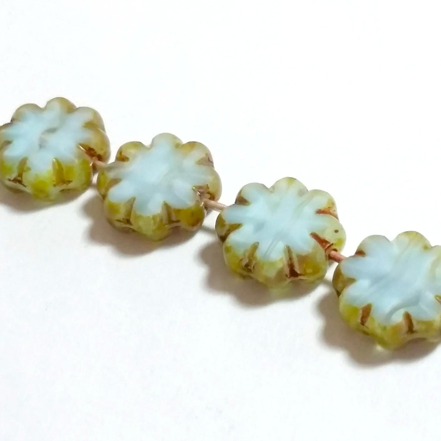 Baby Blue Table Cut Flower Czech Glass 9mm - 6pcs
