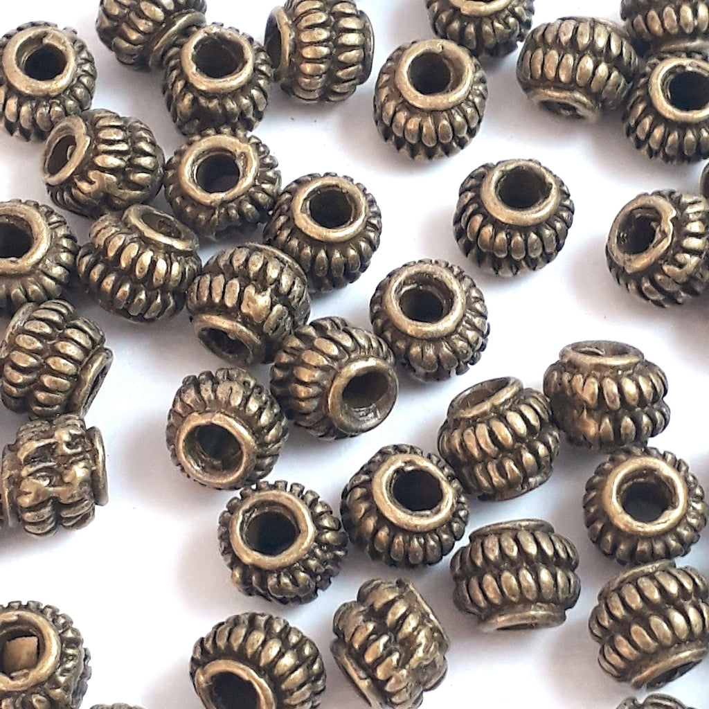 Striped Rondelle Lantern ntique Bronze 6x5mm - 10pcs