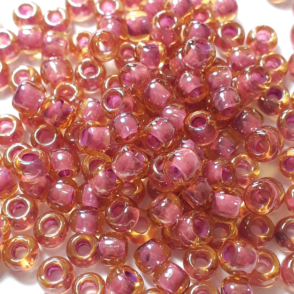 Light Topaz / Pink Lined TOHO Seed Glass 6/0 - 10g