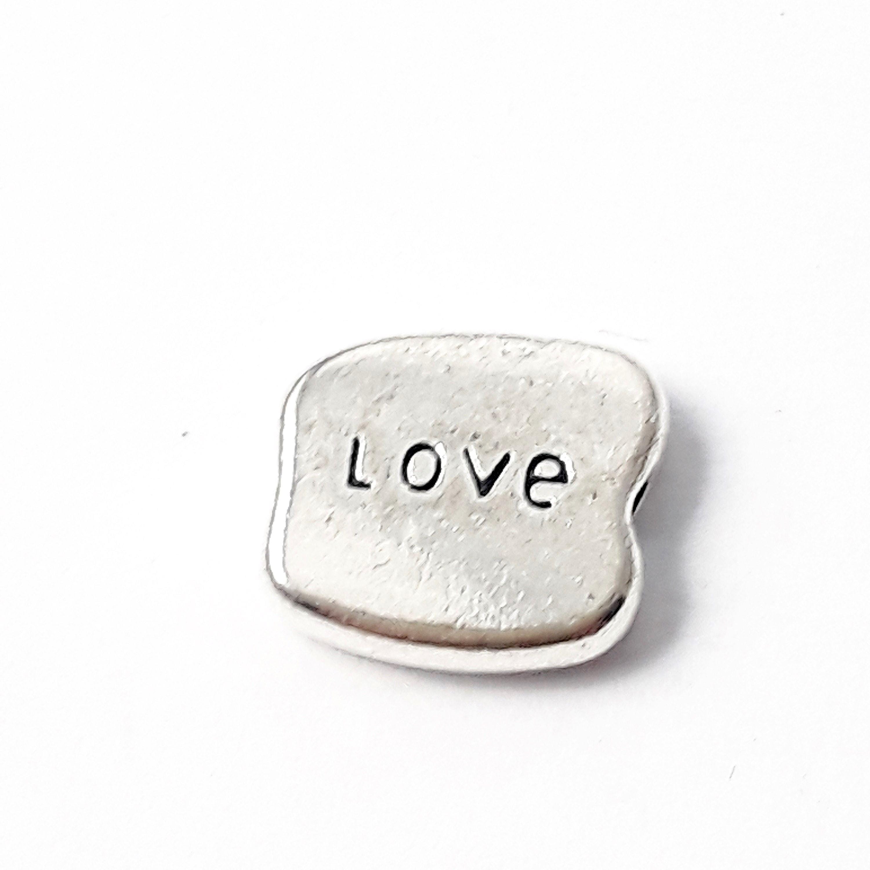'Love' Irregular Rectangle Antique Silver 10x8mm - 10pcs