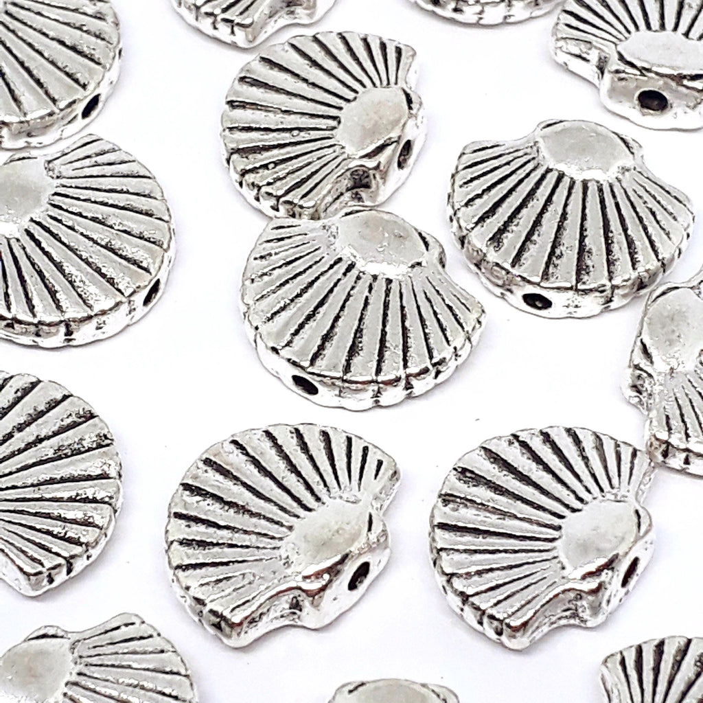 Scallop Shell Antique Silver 12x9mm - 10pcs