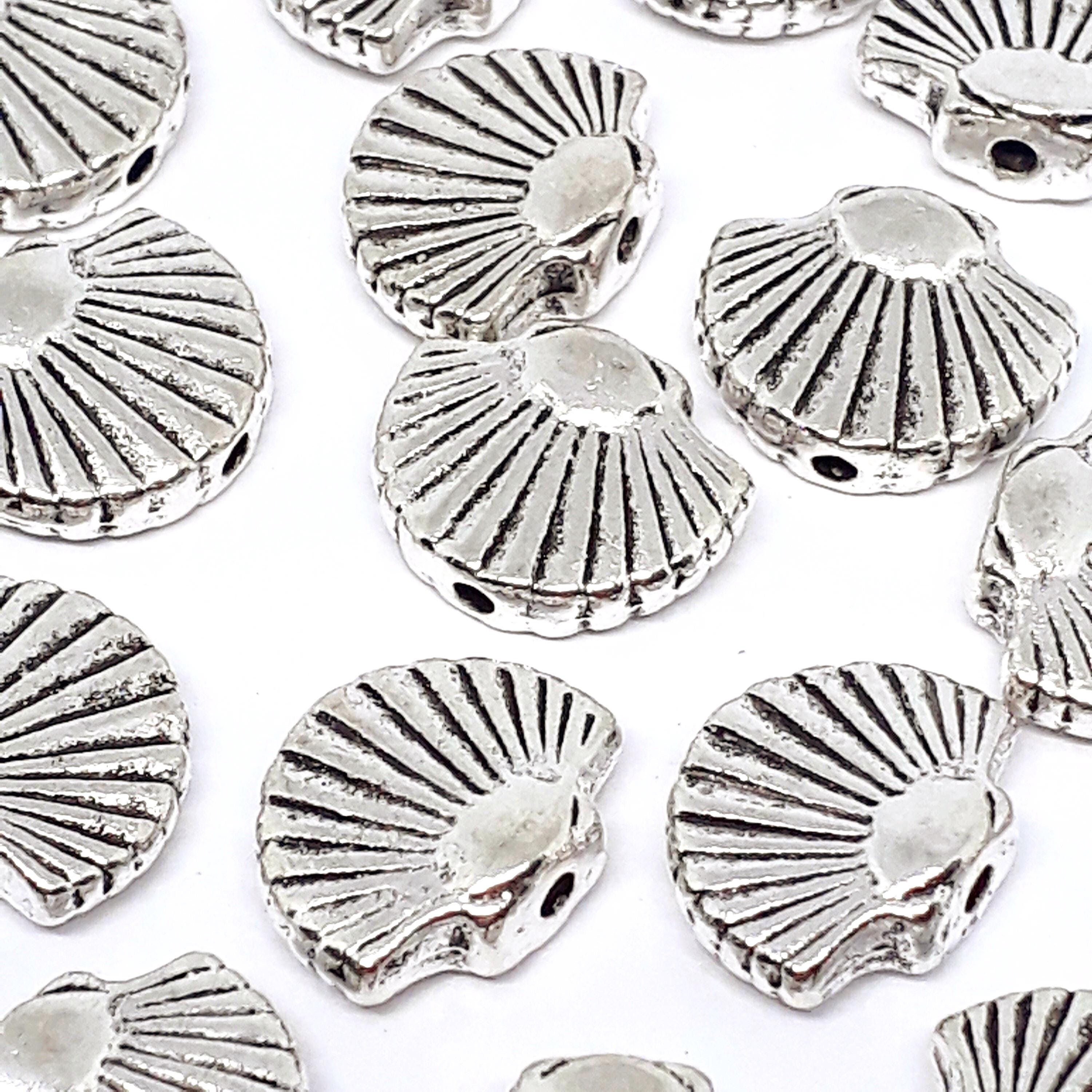 Scallop Shell Antique Silver 12x9mm - 10pcs