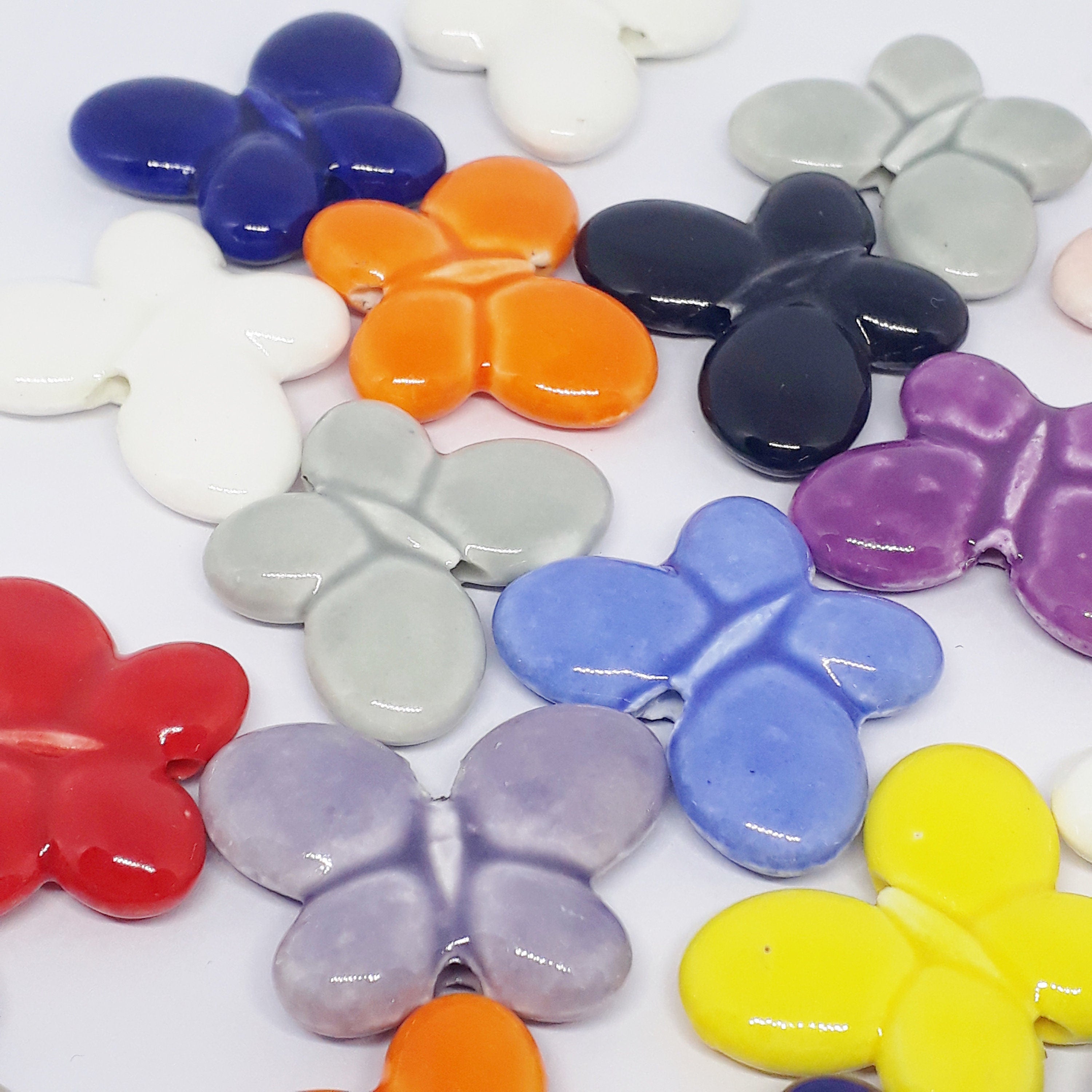 Butterfly Mixed Colour Ceramic 27x20mm - 6pcs