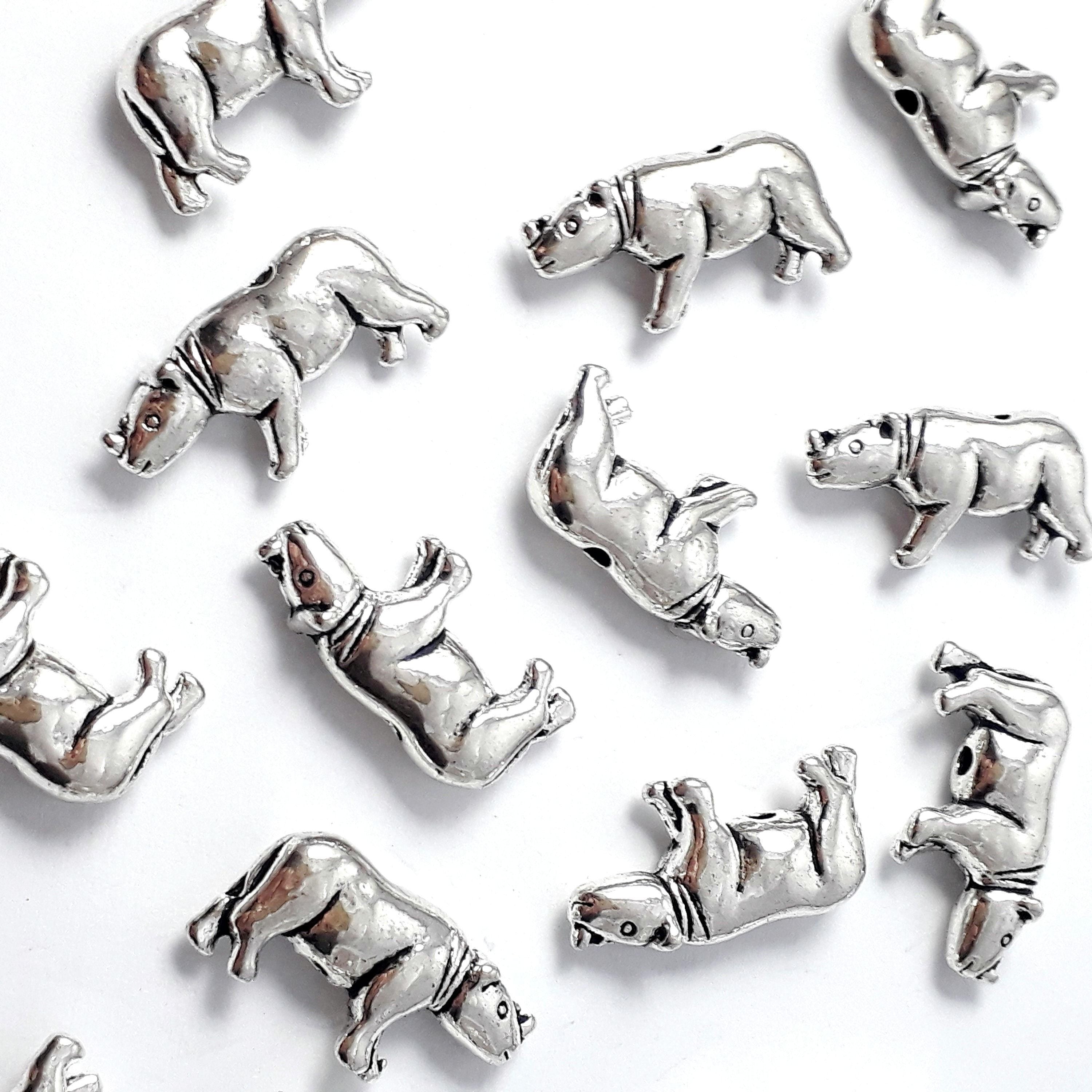 Rhino Antique Silver 19x10mm - 6pcs