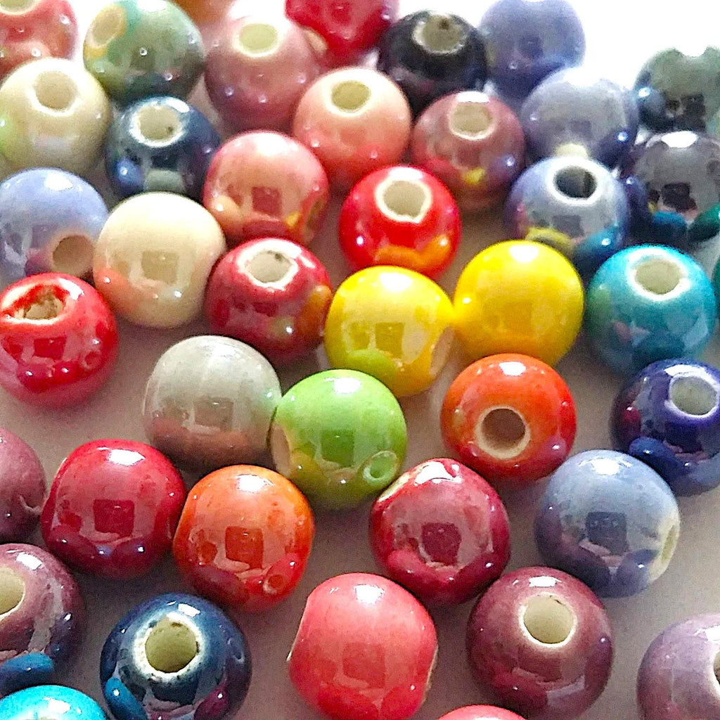 Polished Round Ceramic Mixed Colour 5mm - 10pcs