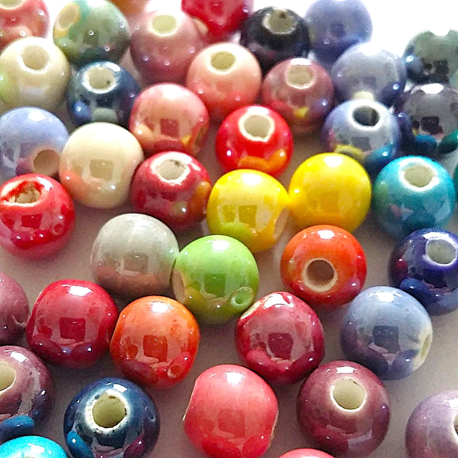 Polished Round Ceramic Mixed Colour 5mm - 10pcs