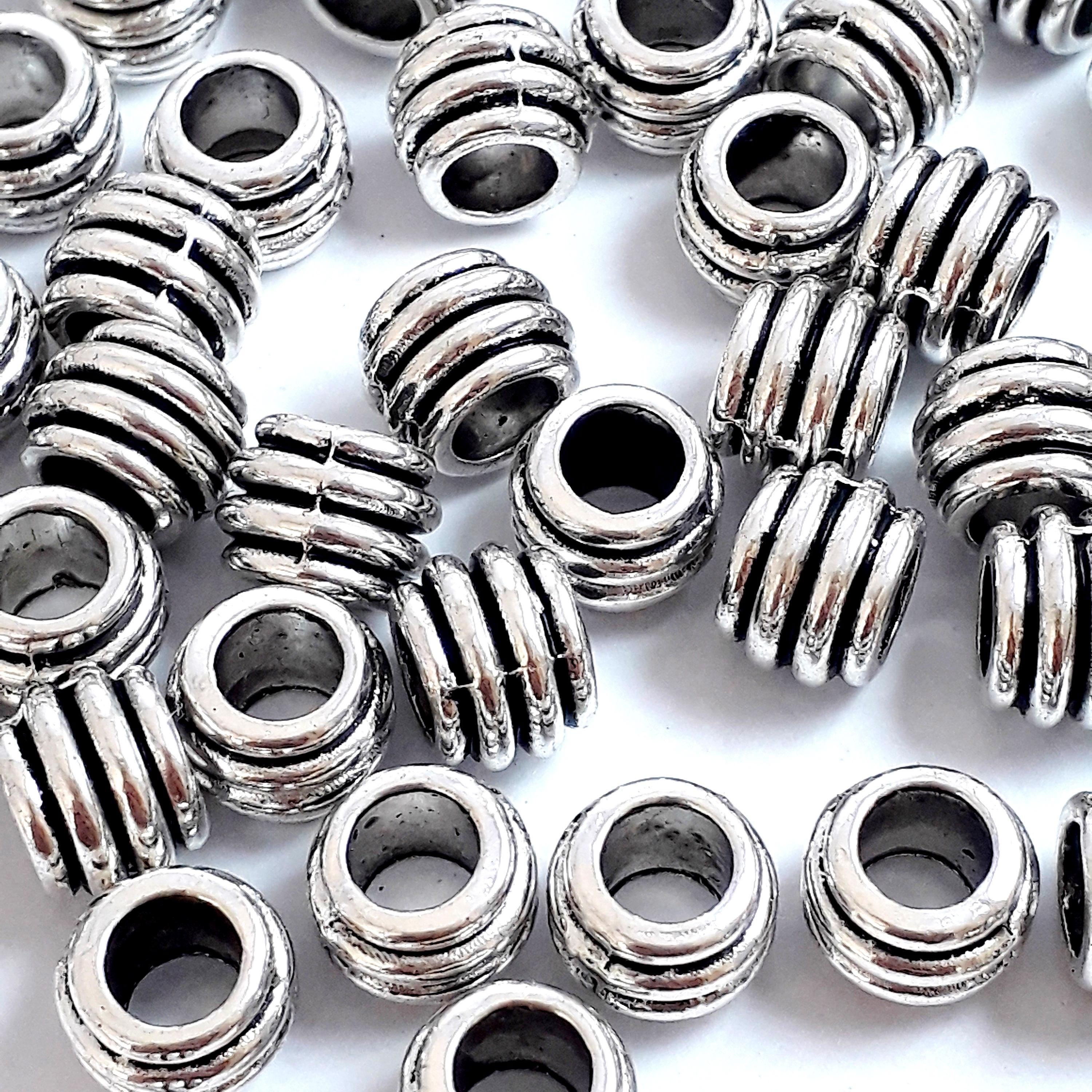 Silver Ringed Barrel 8x6mm - 20pcs