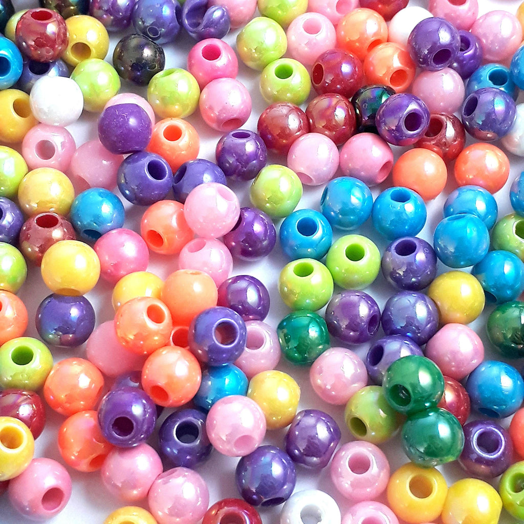 Acrylic AB Polished Round Colourful 6mm - 100pcs