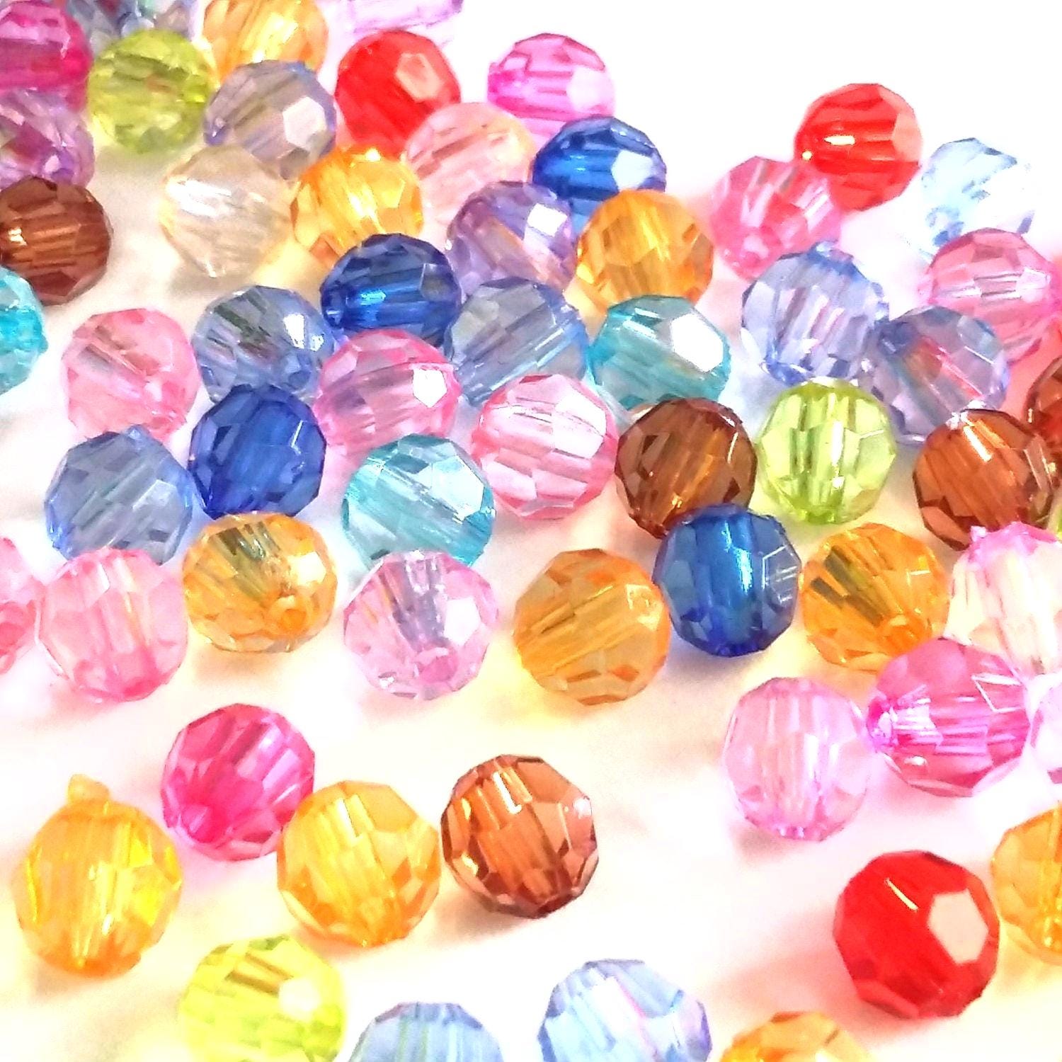 Acrylic Faceted Round Mixed Colour 6mm - 100pcs