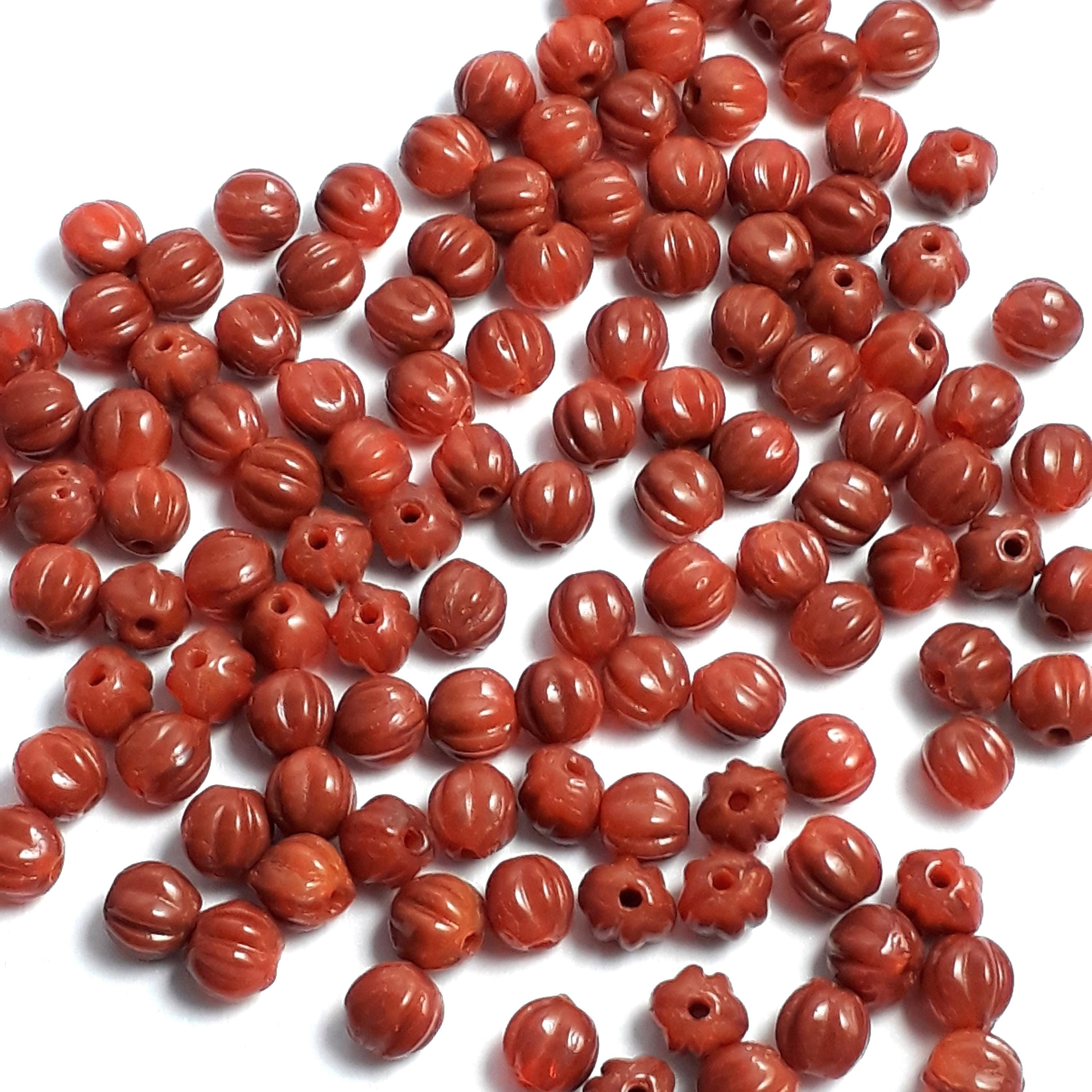 Orange & Caramel Fluted Czech Glass 4mm - 40pcs