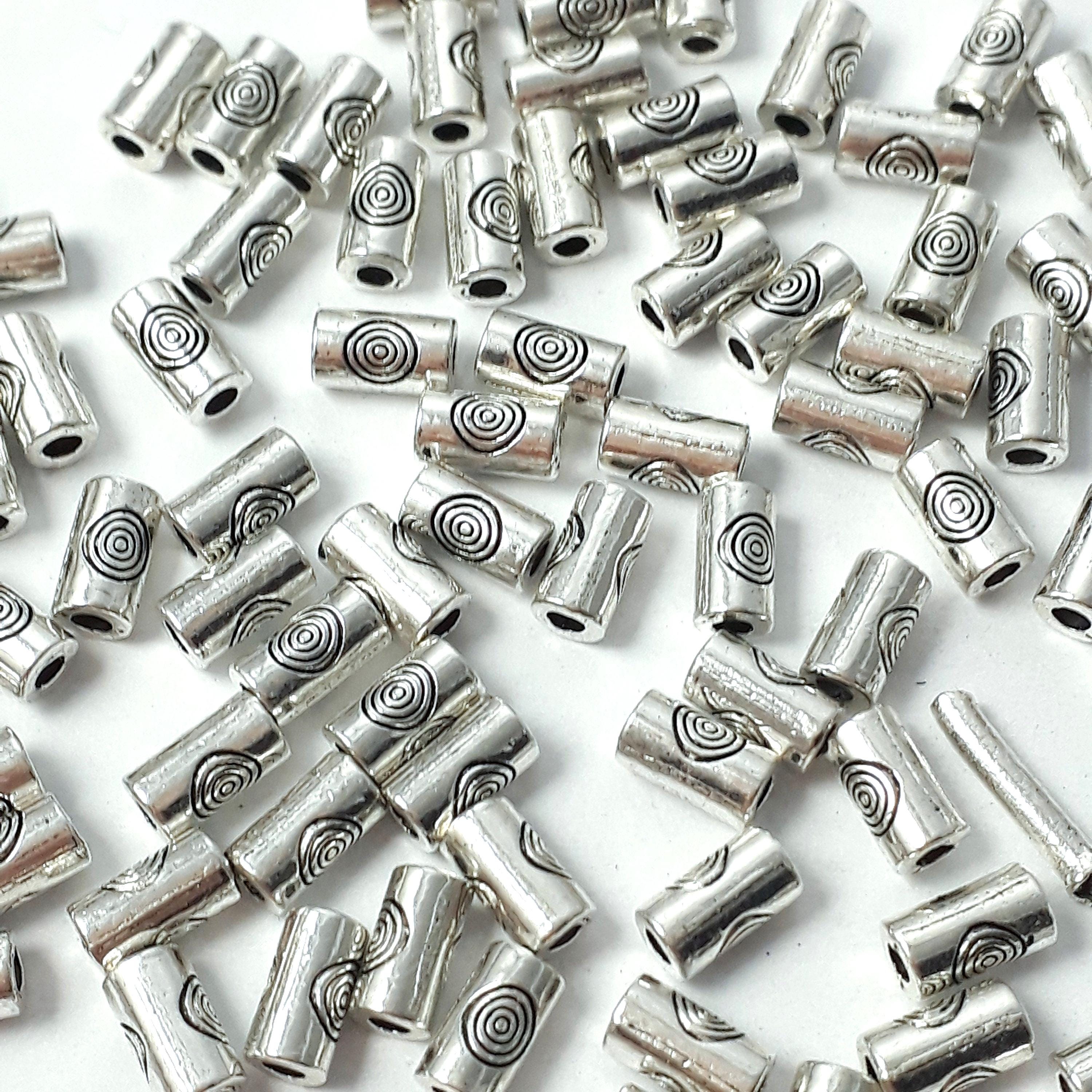 Spiral Pattern Tube Antique Silver 6x3mm - 100pcs