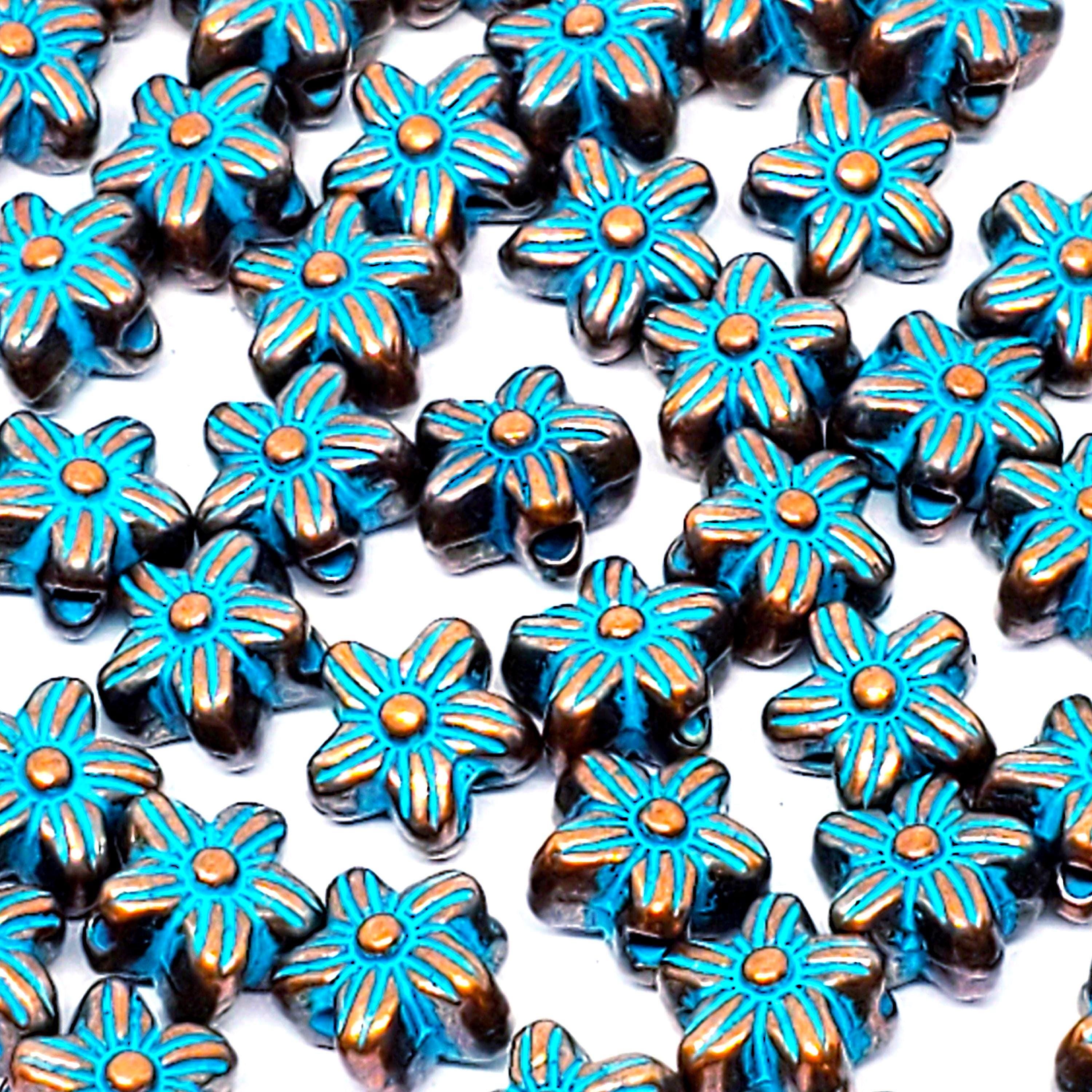 Antique Copper Patina Metal Flower 7mm - 20pcs