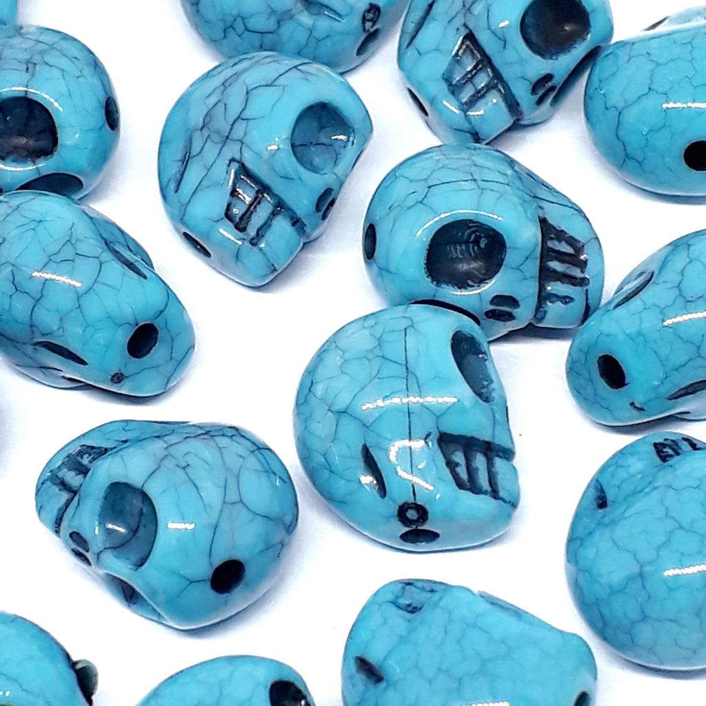 Blue Turquoise Acrylic Skull 13x9mm - 20pcs