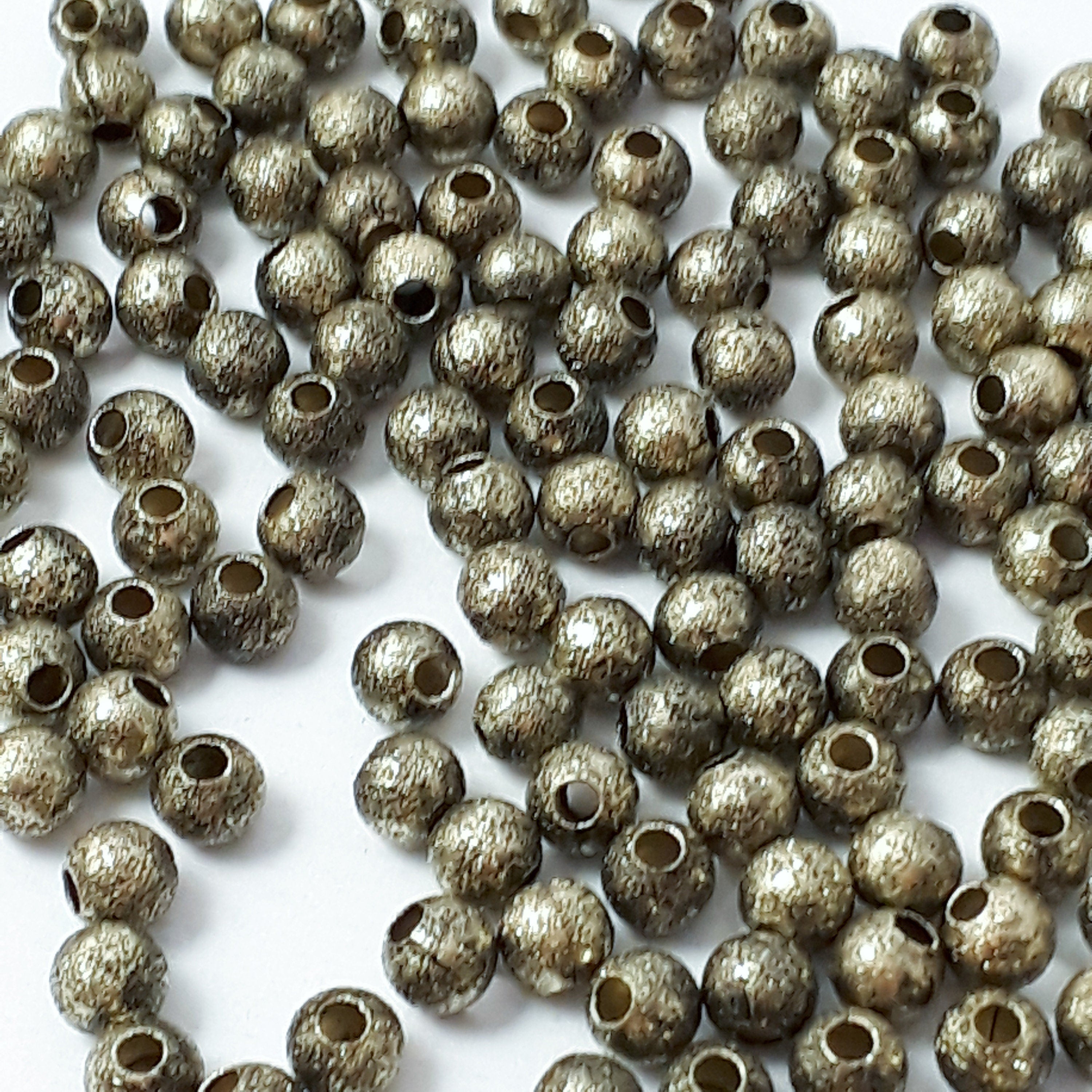 Antique Bronze Glitter Round 4mm - 50pcs