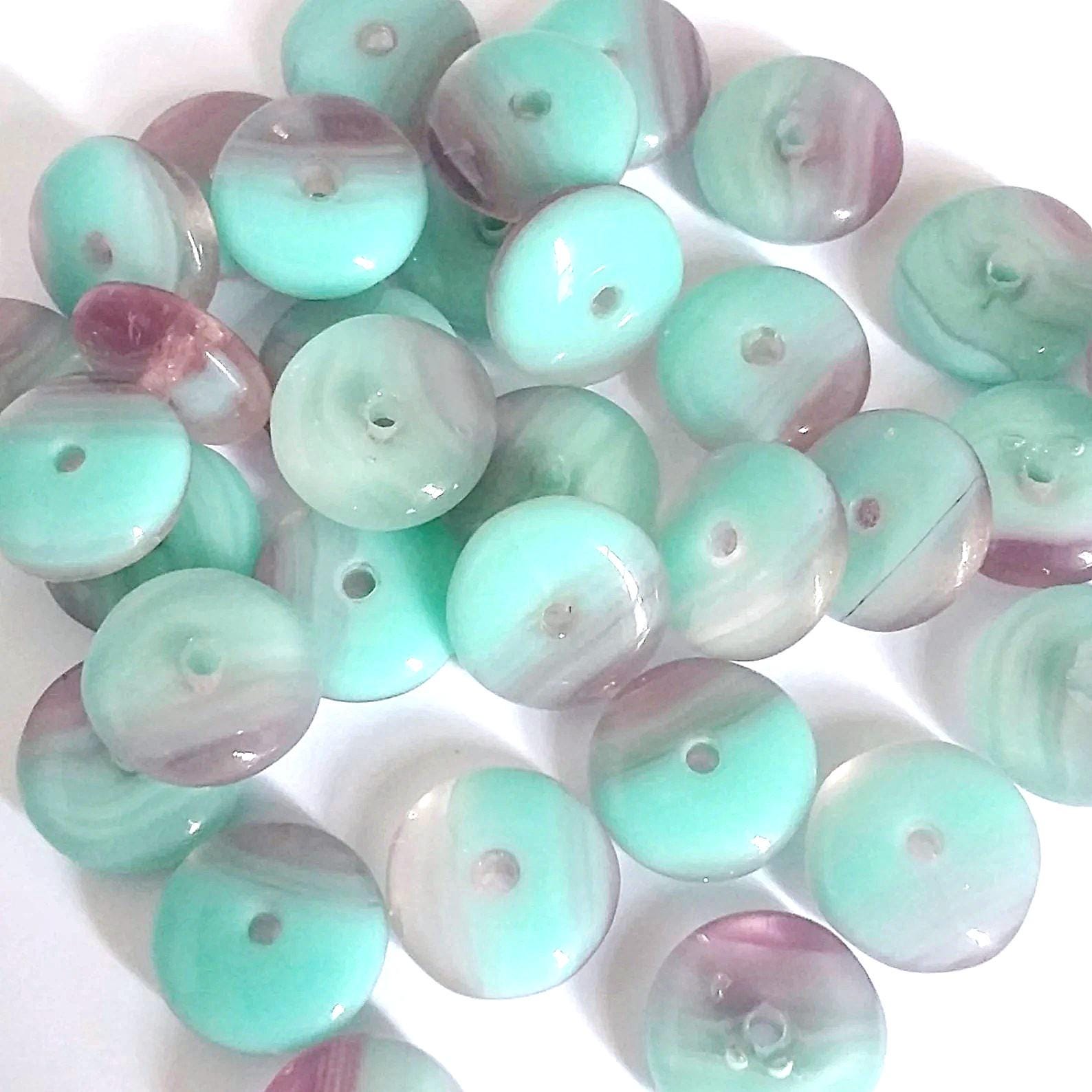 Amethyst & Turquoise Czech Glass Disc 8mm - 30pcs