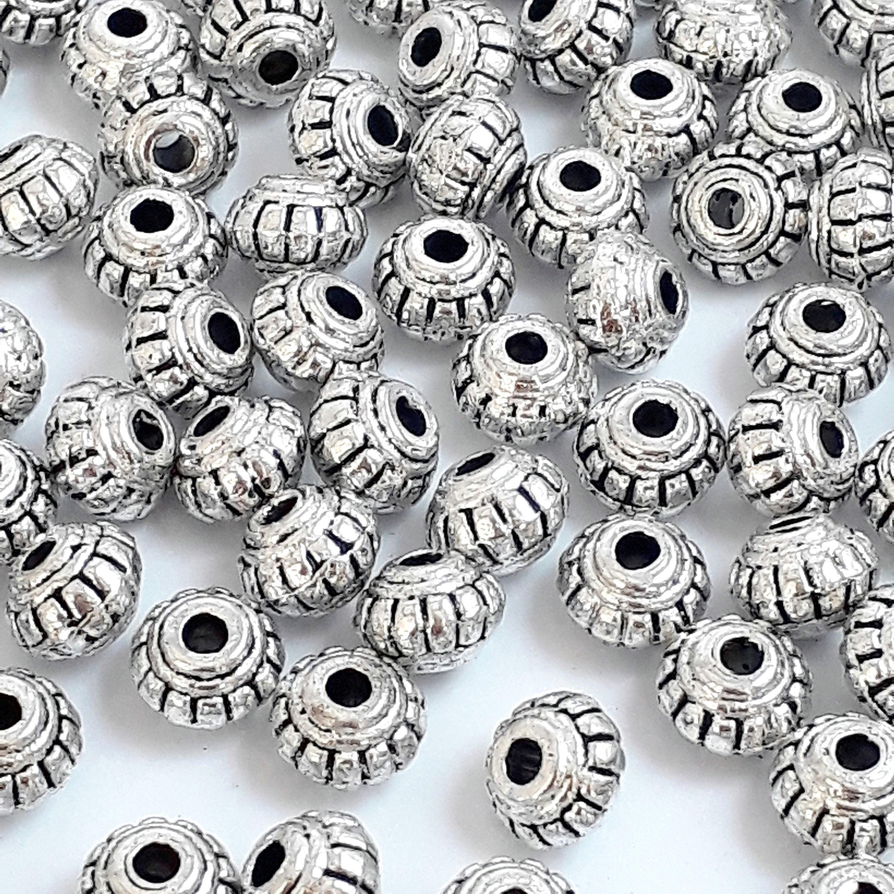 Striped Rondelle Spacer Antique Silver 6x4mm - 25pcs