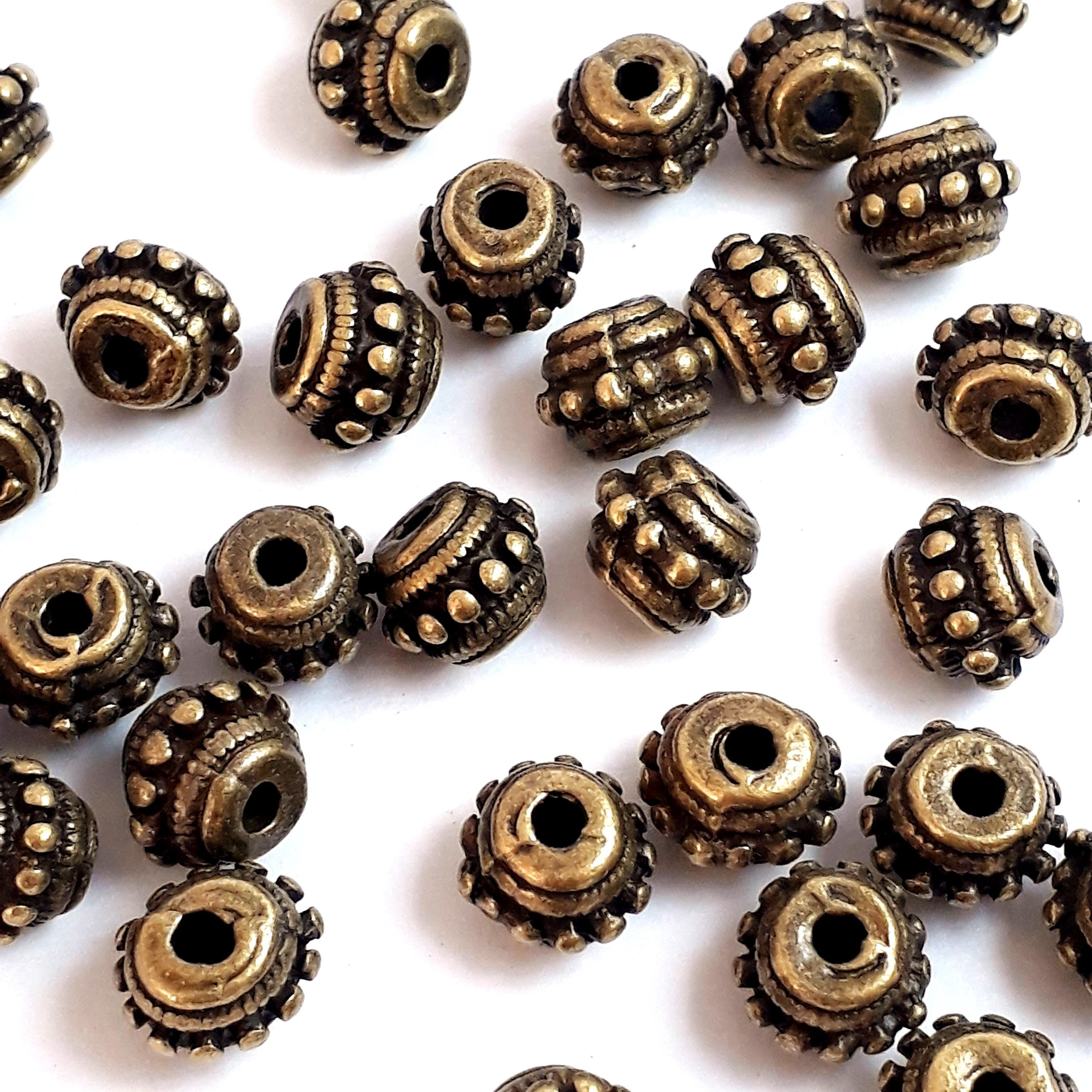 Dotted Rondelle Antique Bronze 8x6mm - 10pcs