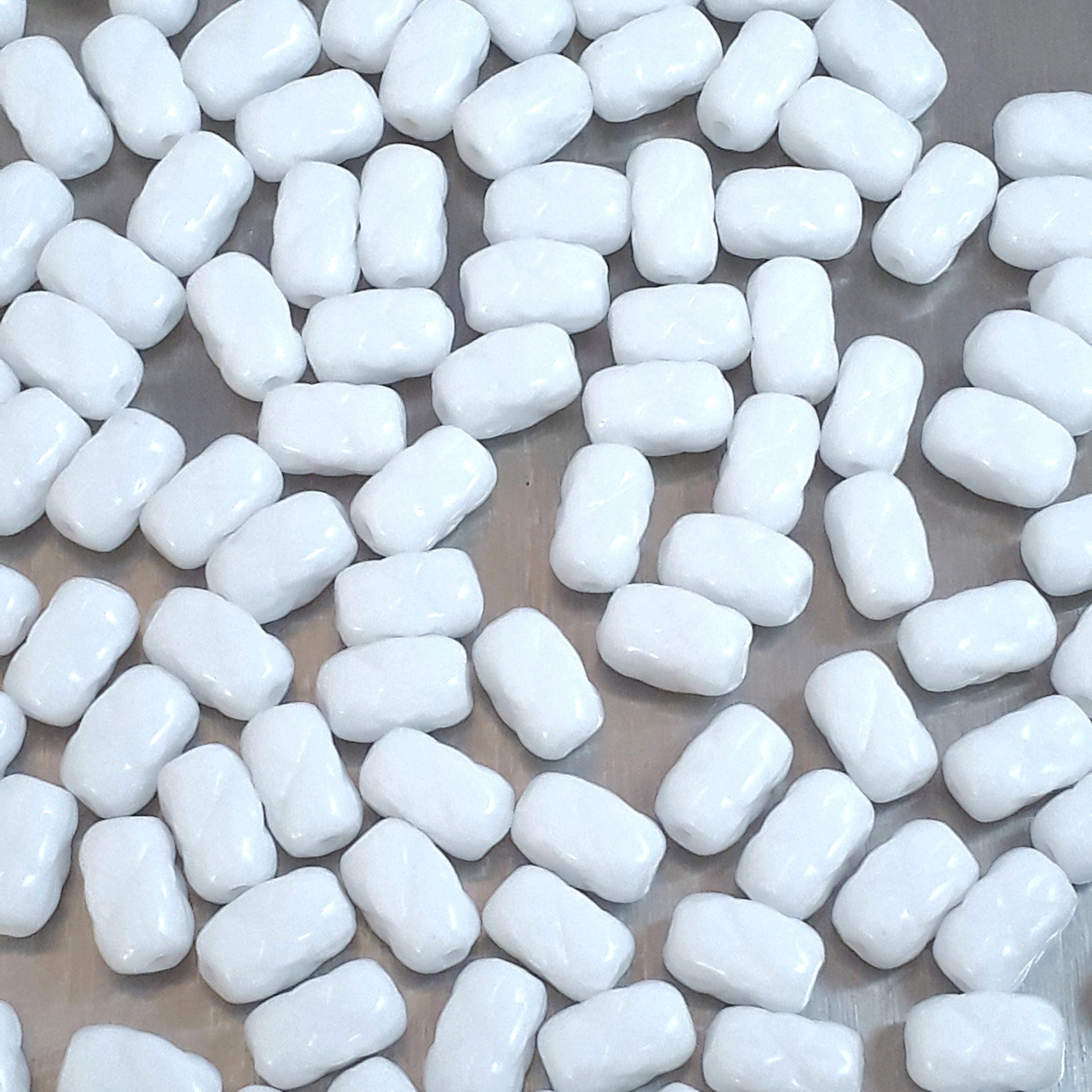 Opaque White Star Czech Glass Tube 6x4mm - 30pcs